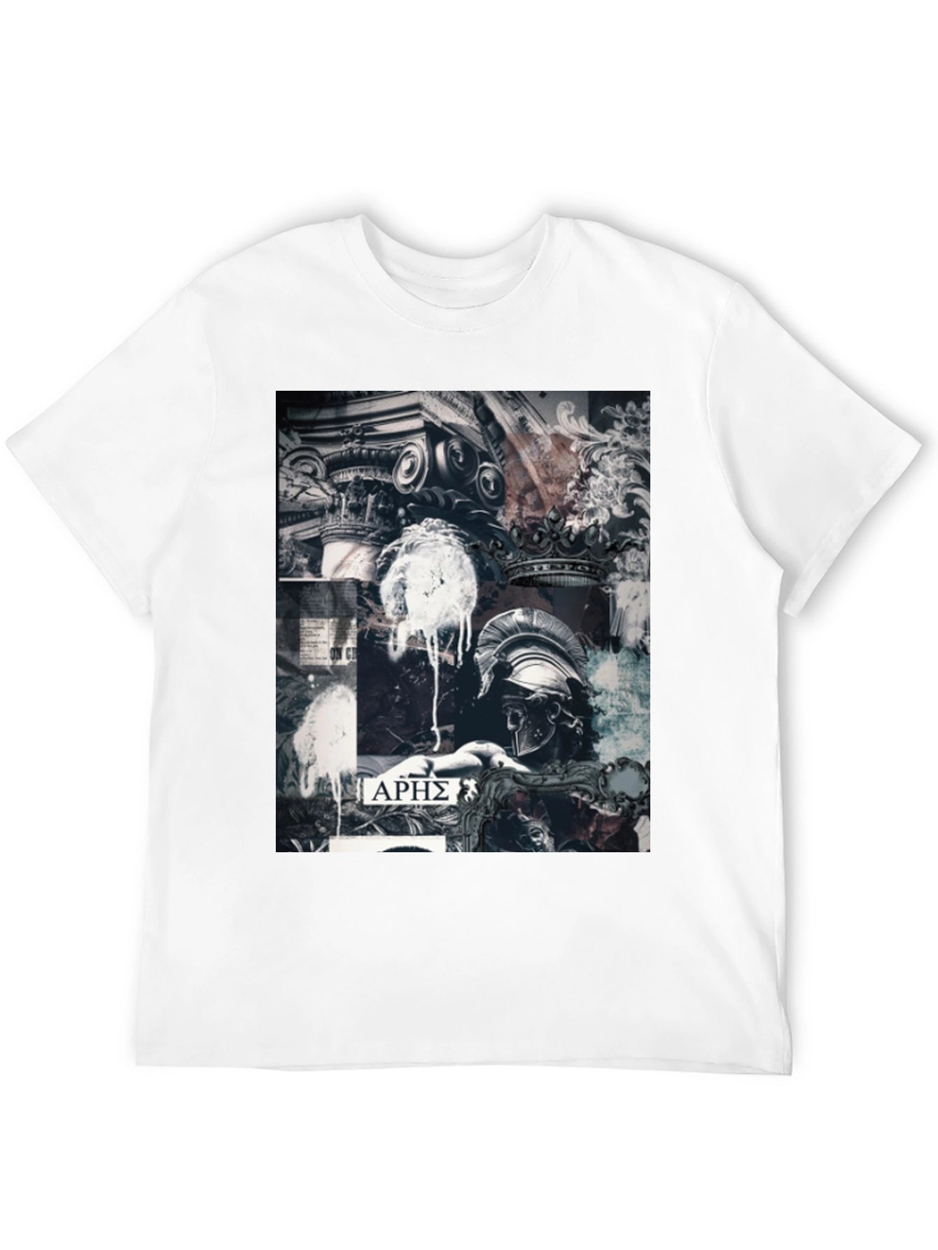 Aris T-Shirt Ancient Greek God Design Black Cotton Tee