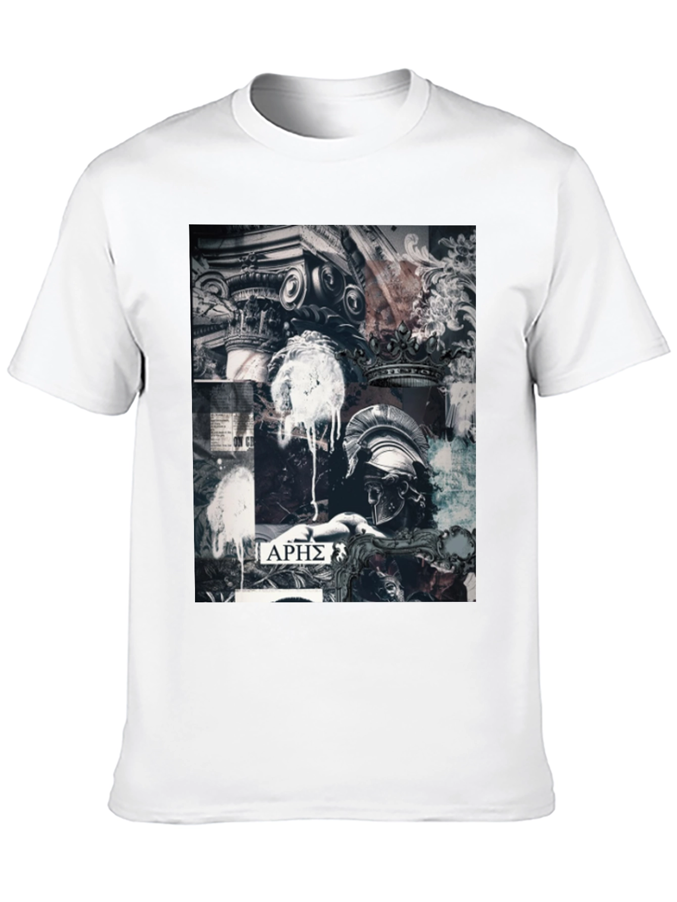 Aris T-Shirt Ancient Greek God Design Black Cotton Tee