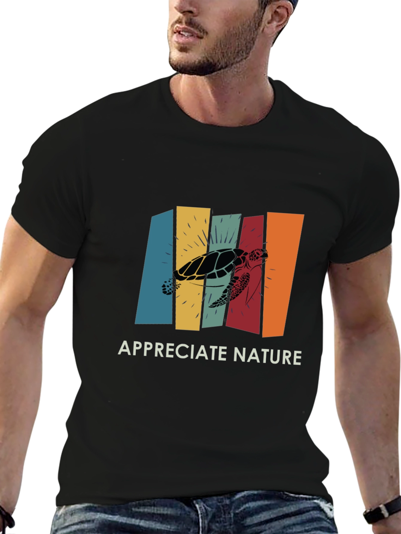 Retro Turtle Appreciate Nature Graphic Tee