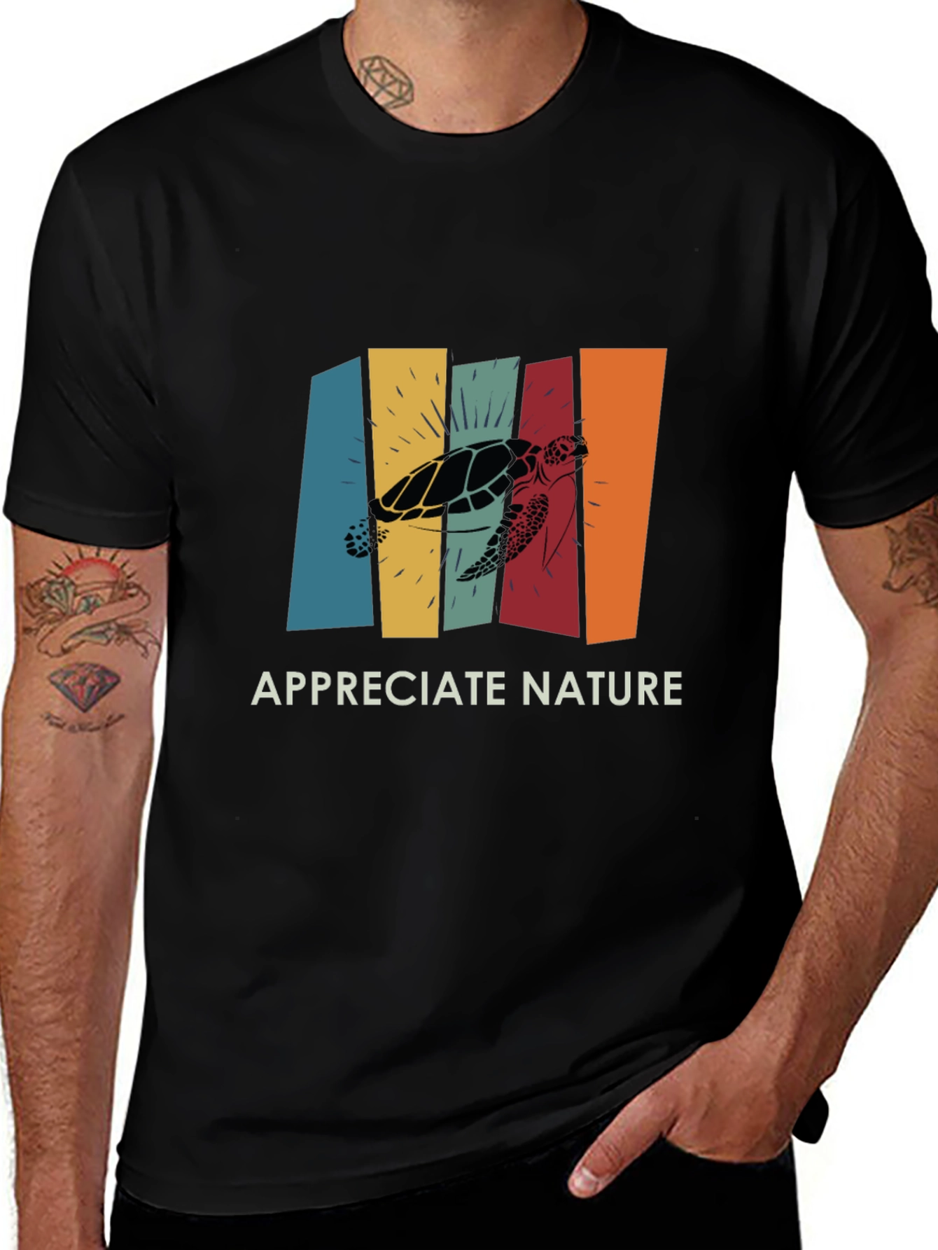 Retro Turtle Appreciate Nature Graphic Tee
