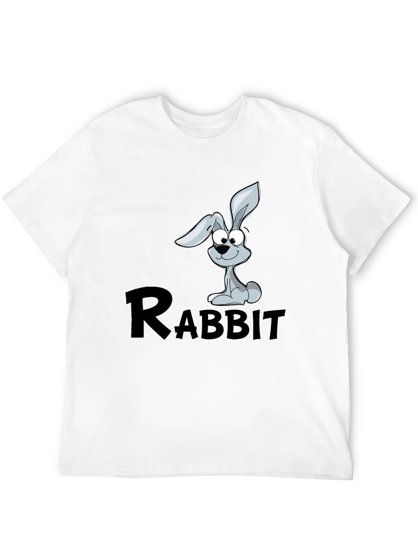 Rabbit Cartoon Graphic Black T-Shirt