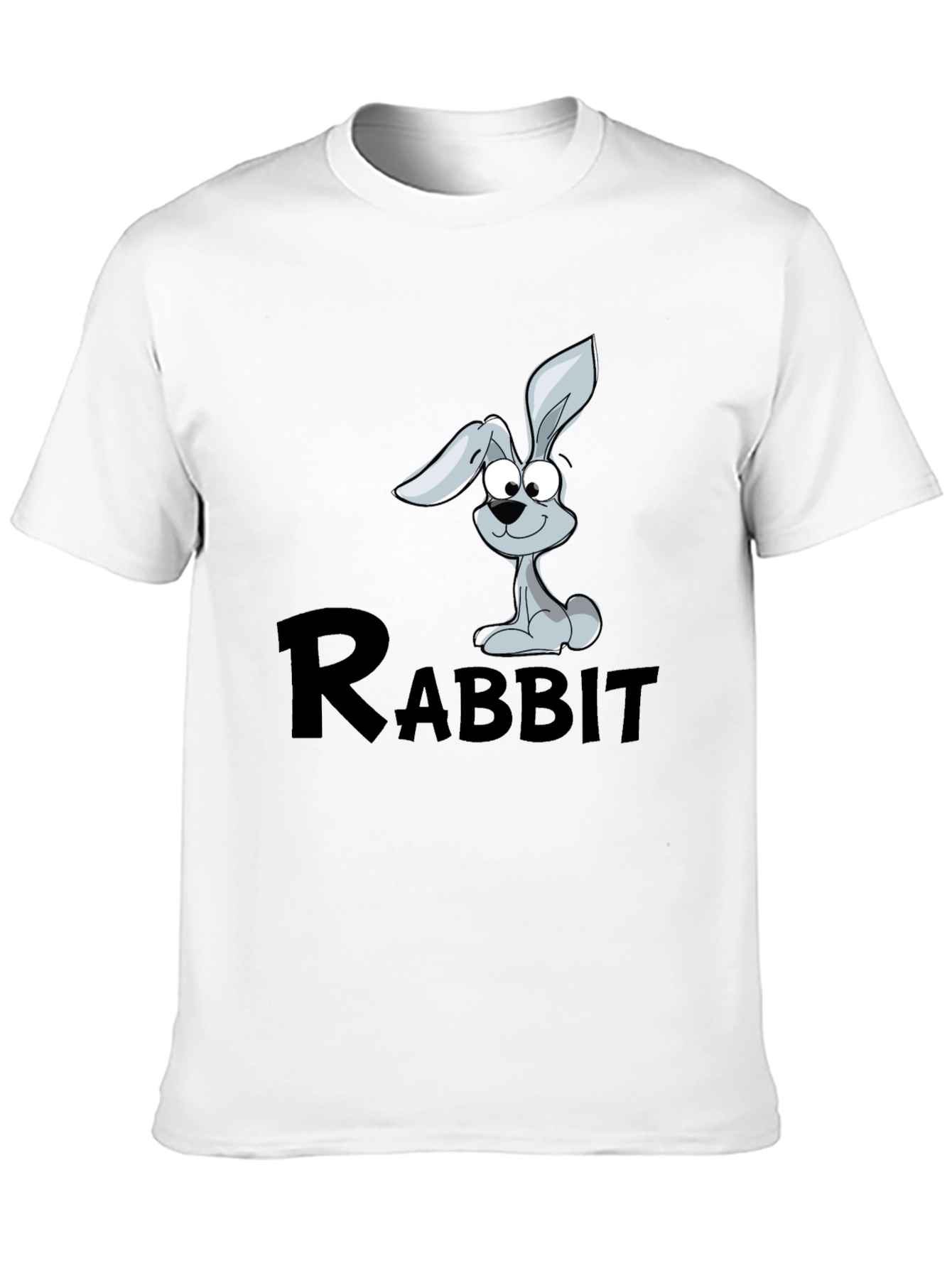 Rabbit Cartoon Graphic Black T-Shirt