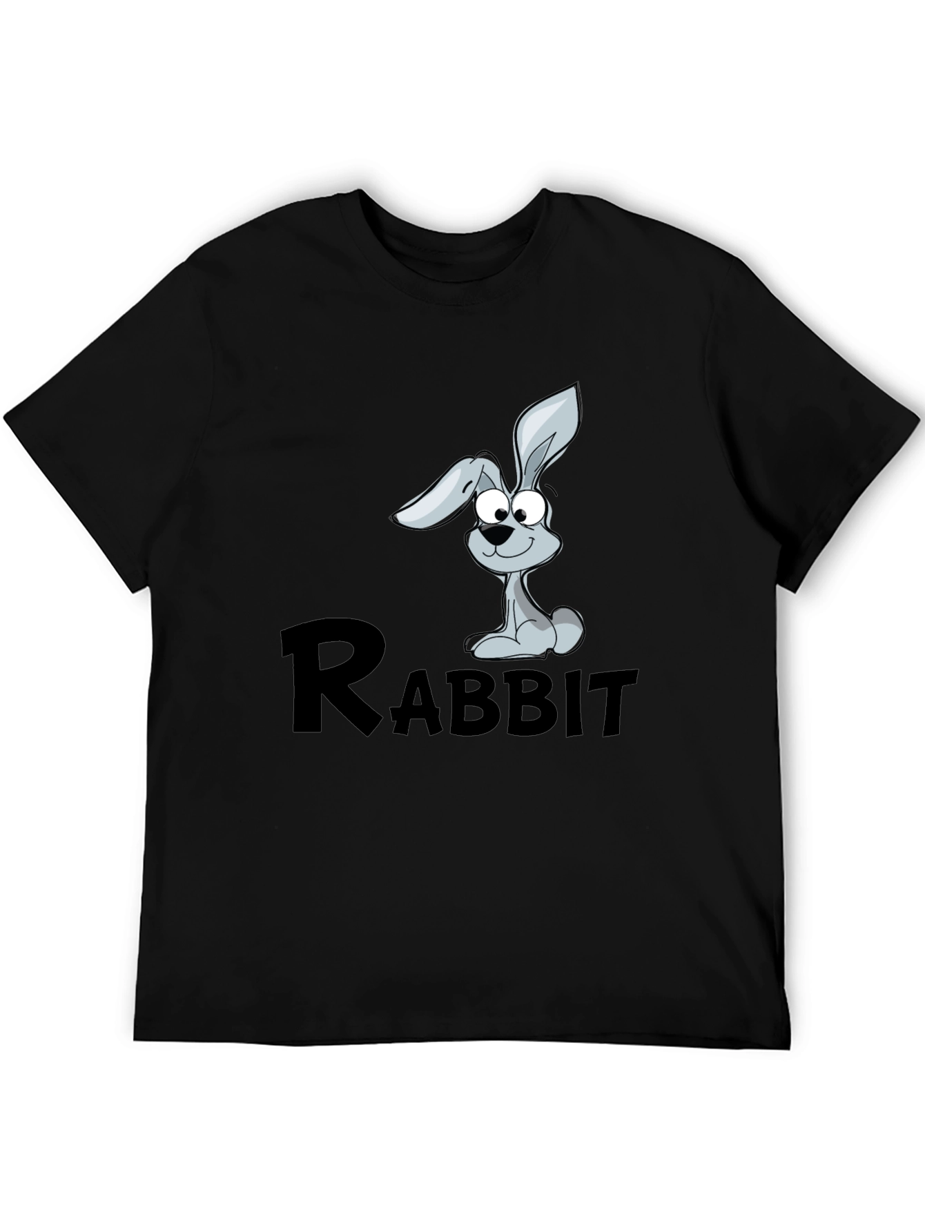 Rabbit Cartoon Graphic Black T-Shirt