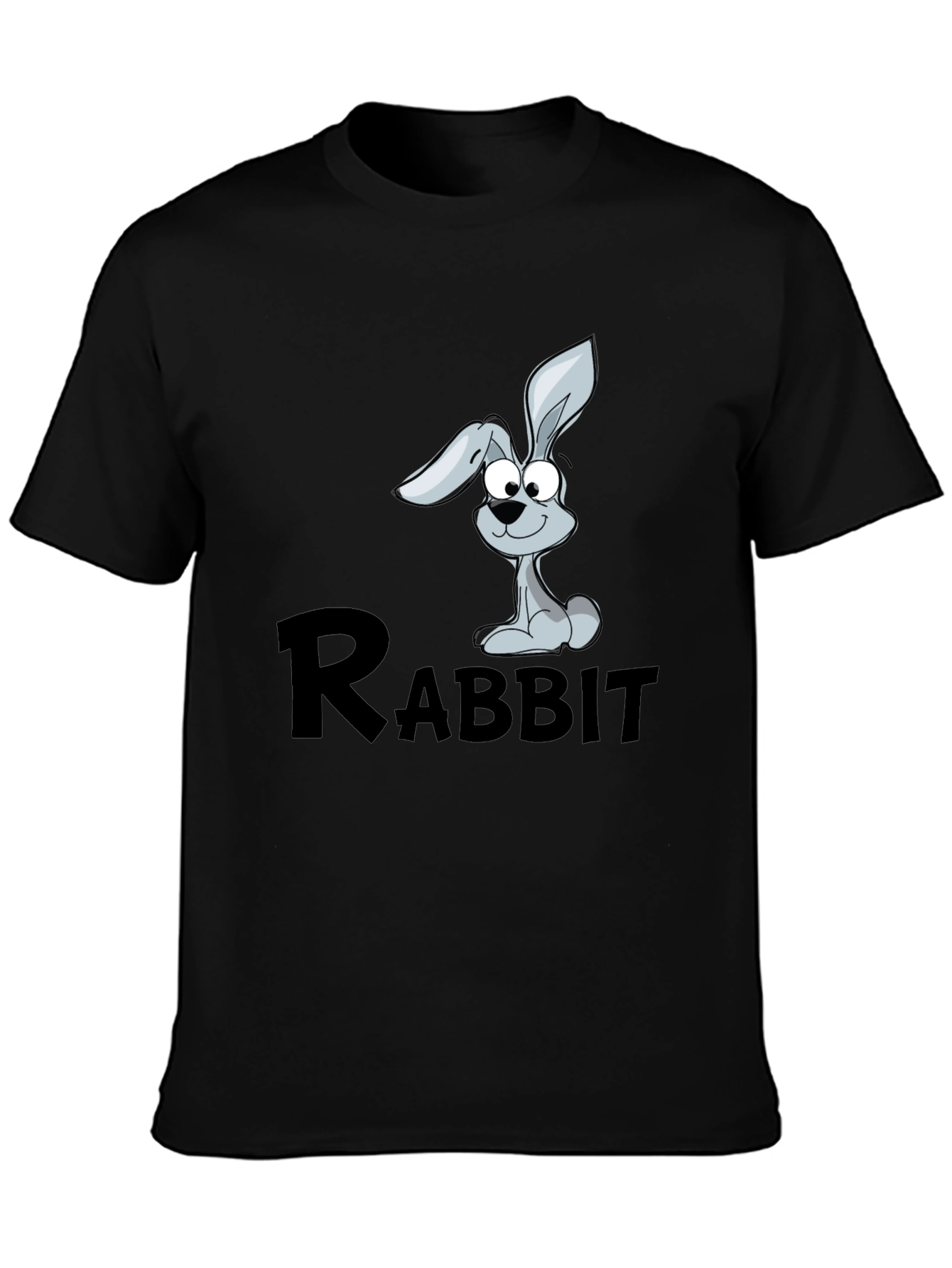 Rabbit Cartoon Graphic Black T-Shirt