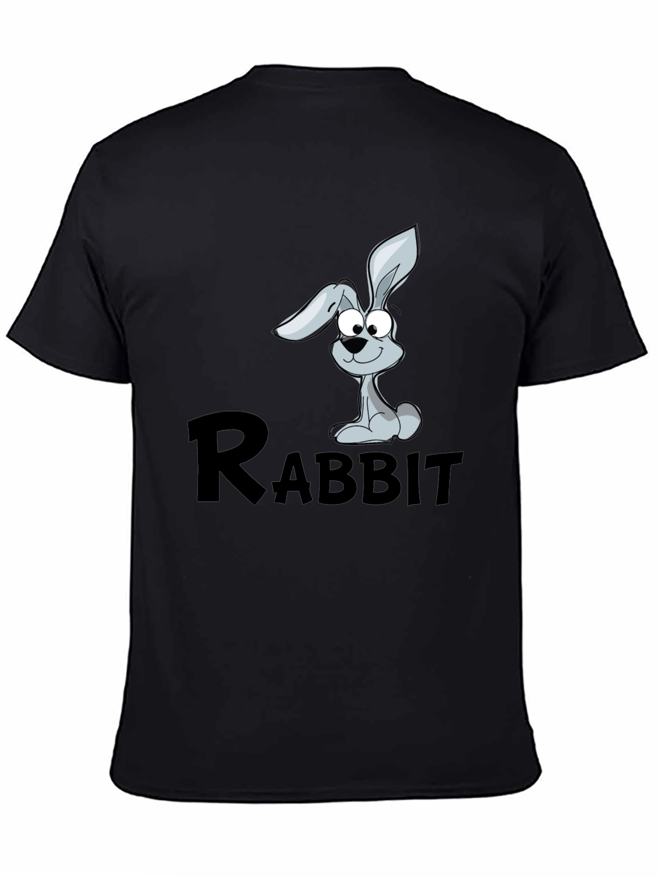Rabbit Cartoon Graphic Black T-Shirt