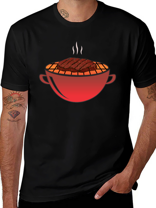 BBQ Grill & Steak Graphic T-Shirt - Black