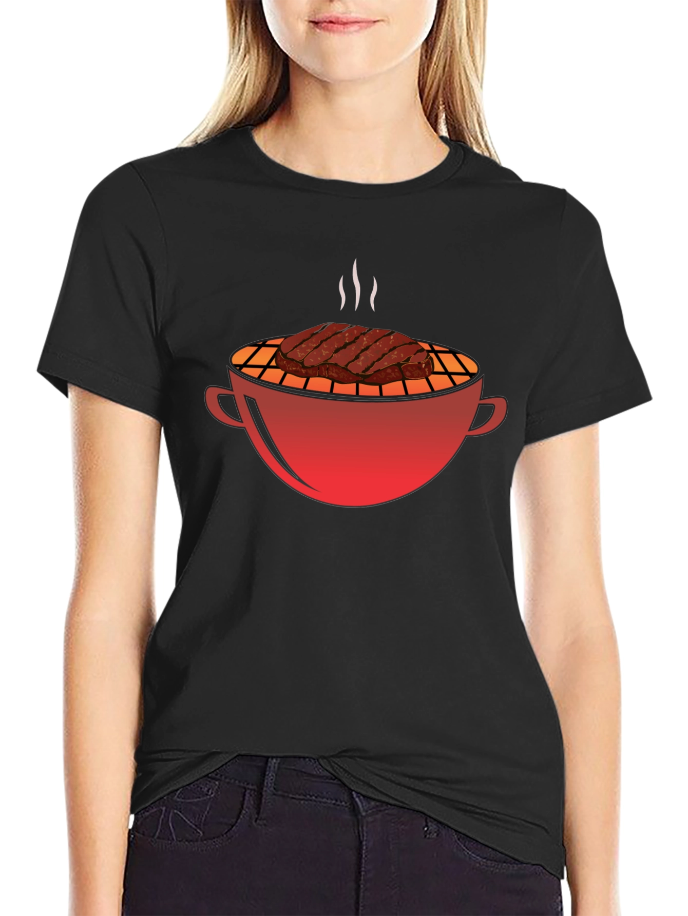 BBQ Grill & Steak Graphic T-Shirt - Black