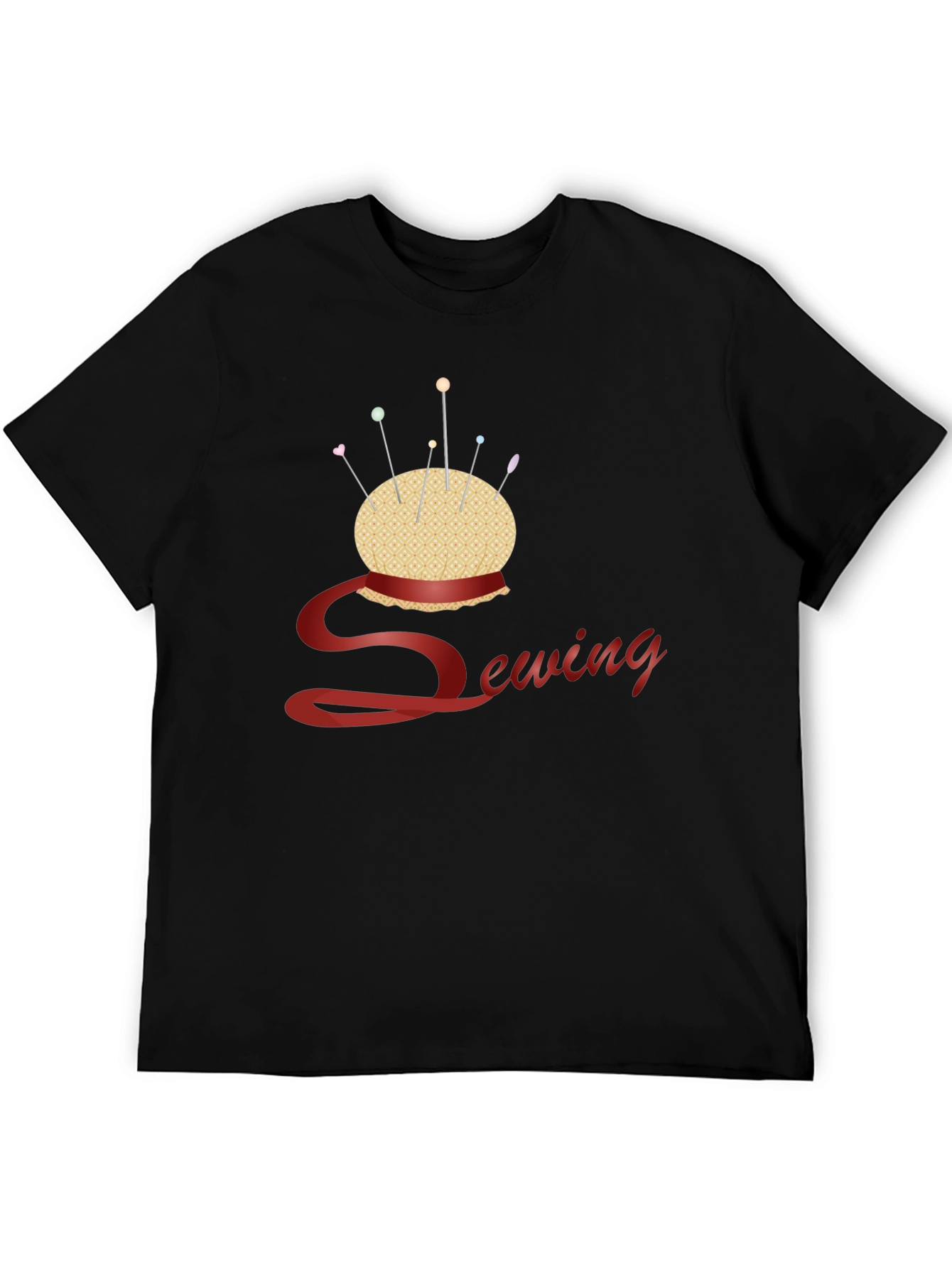 Sewing Themed Black T-Shirt