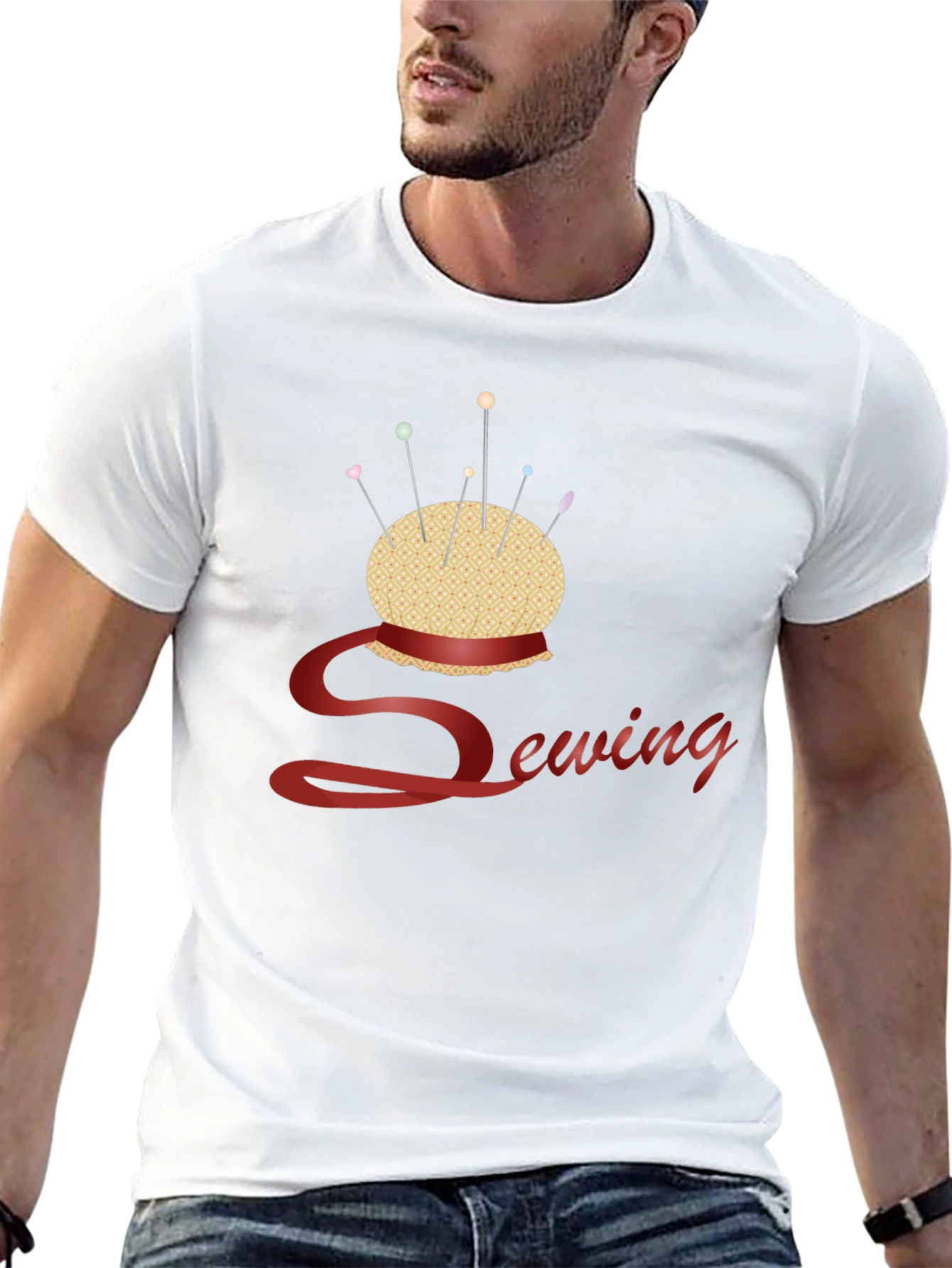 Sewing Themed Black T-Shirt