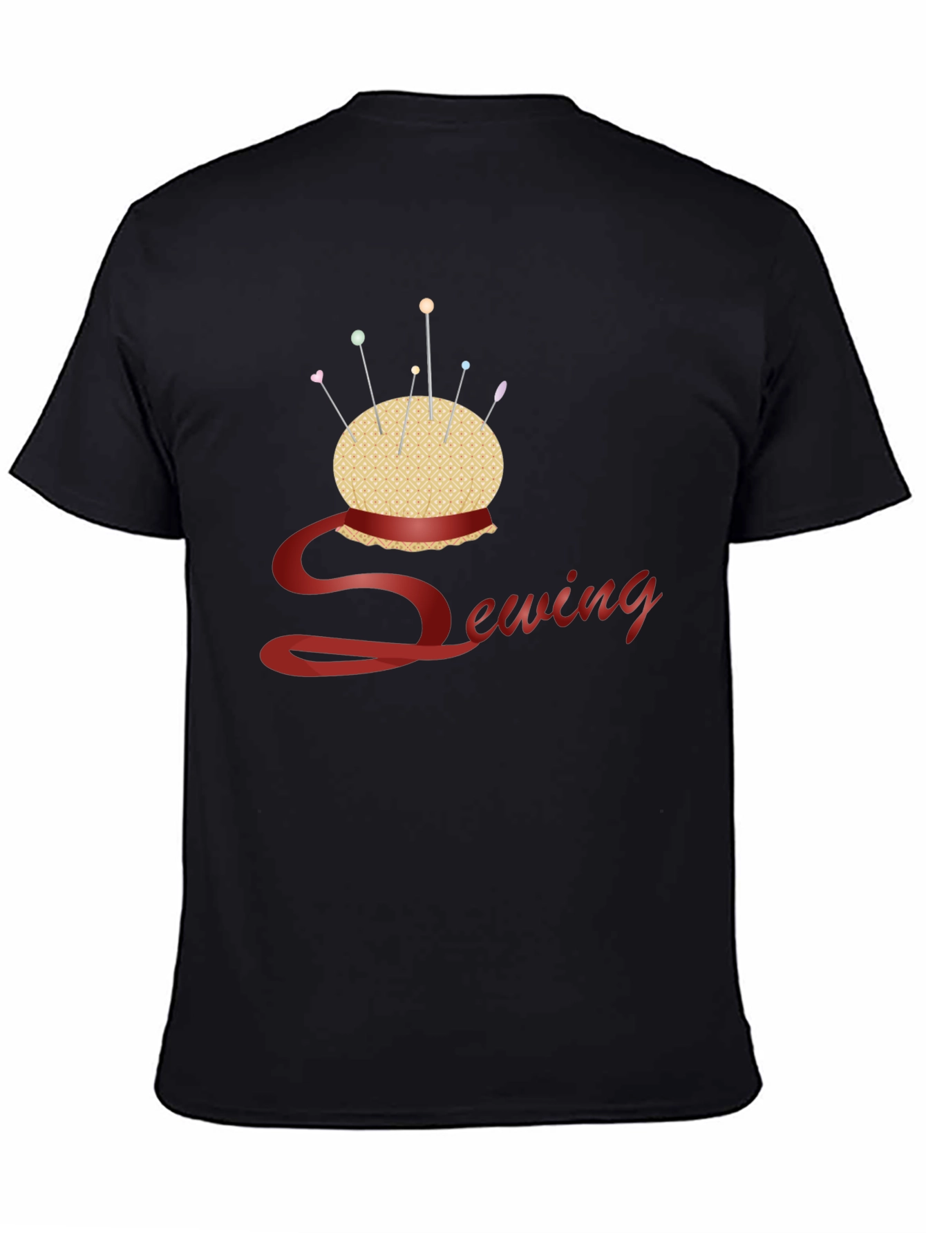 Sewing Themed Black T-Shirt