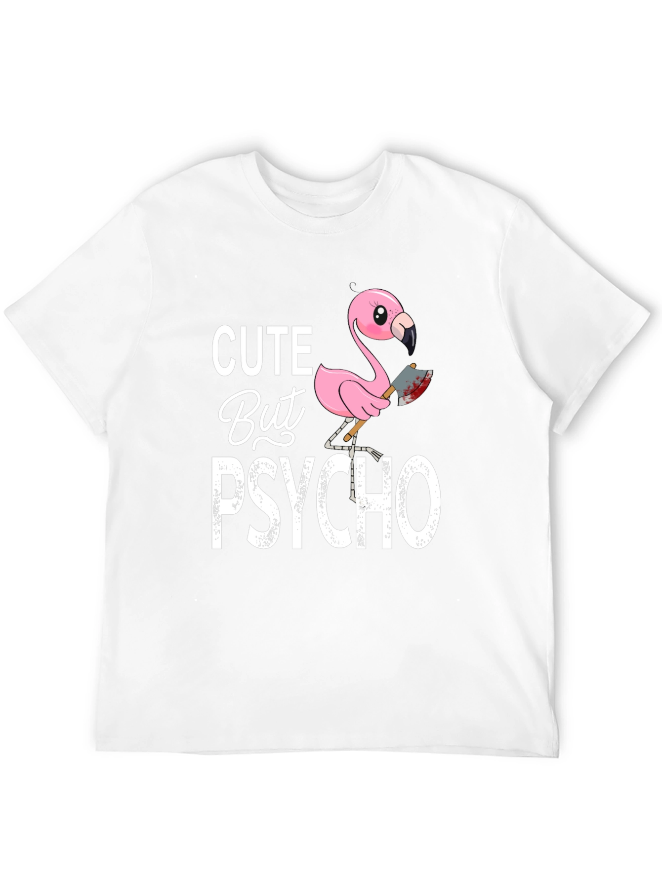 Cute But Psycho Flamingo Graphic Tee - Black
