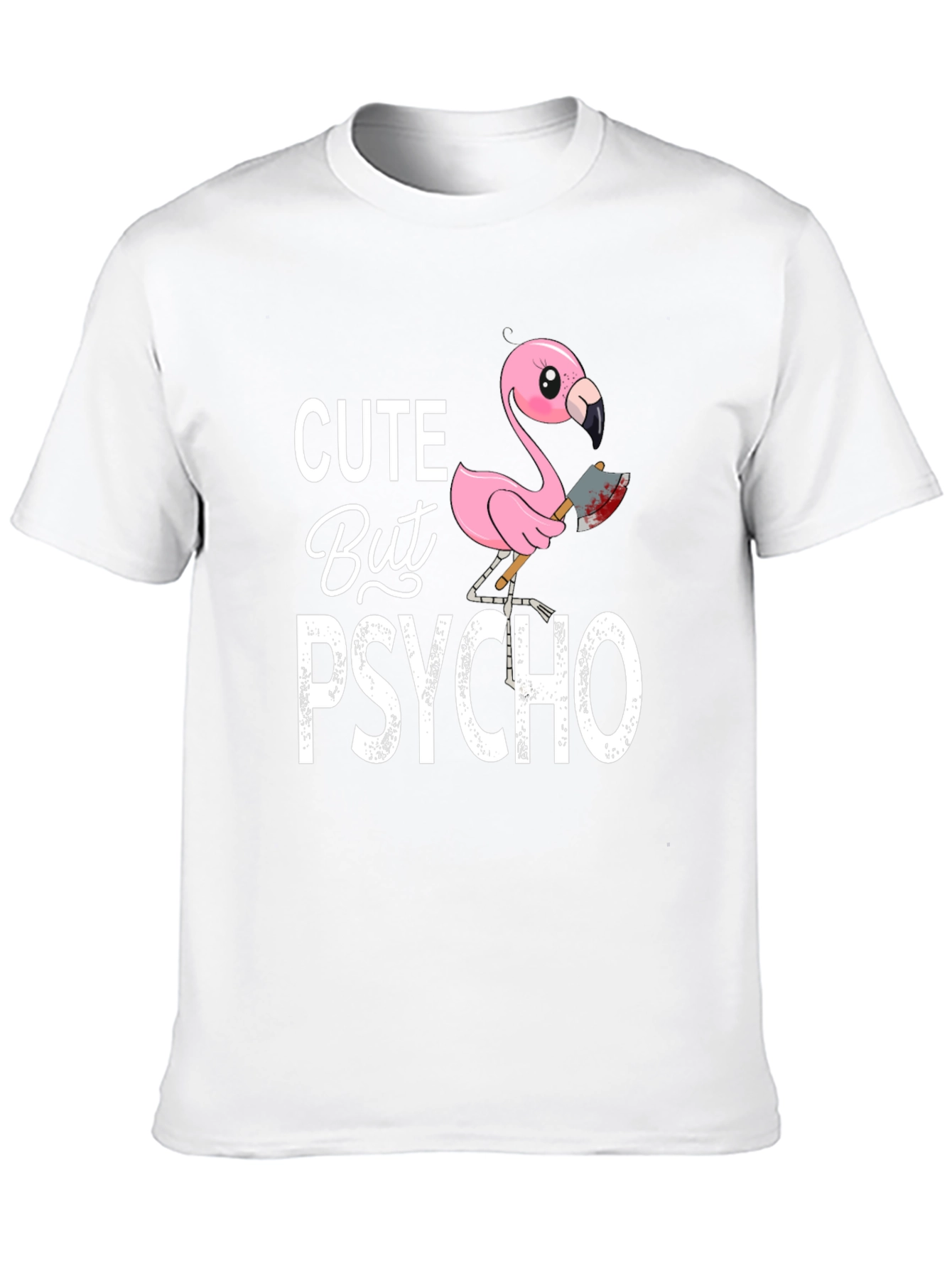 Cute But Psycho Flamingo Graphic Tee - Black
