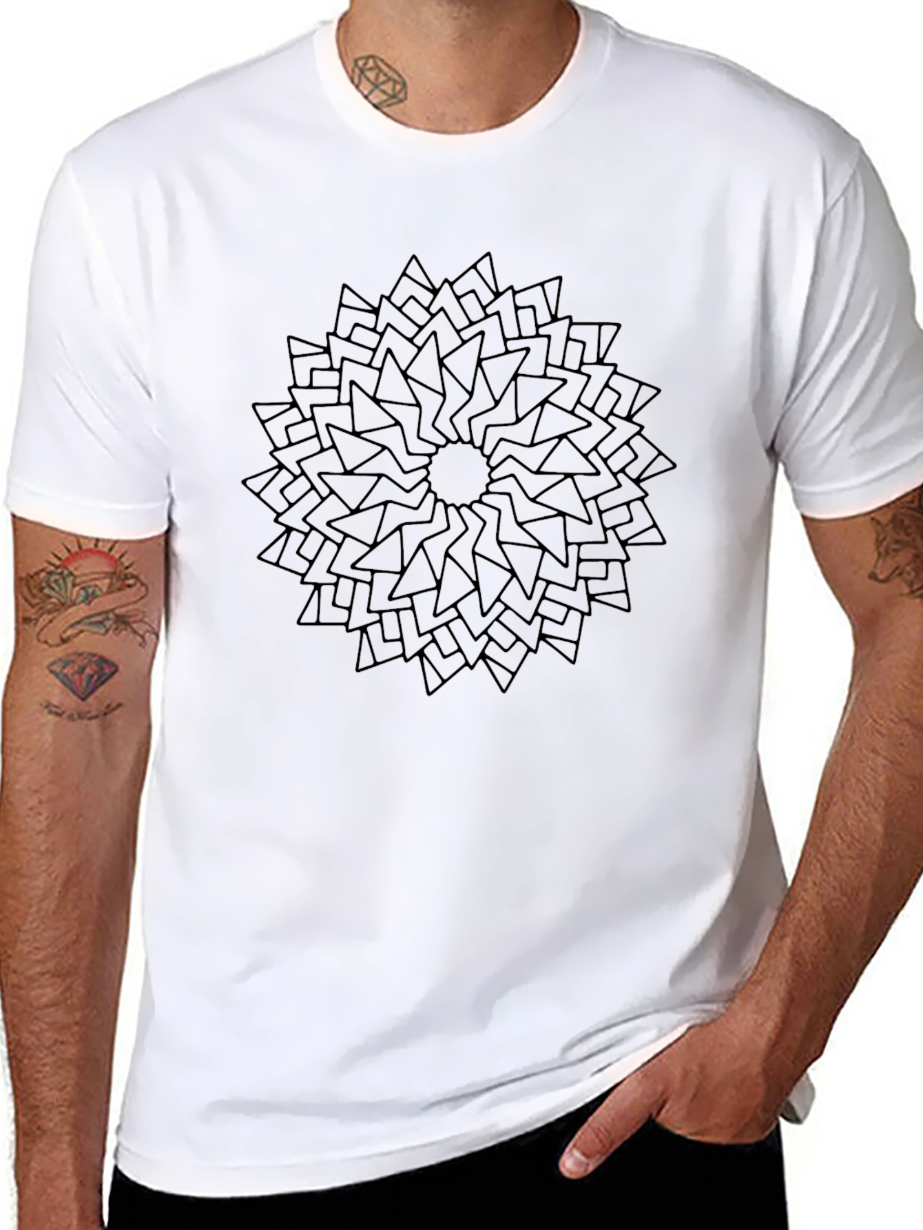 Geometric Mandala Black T-Shirt