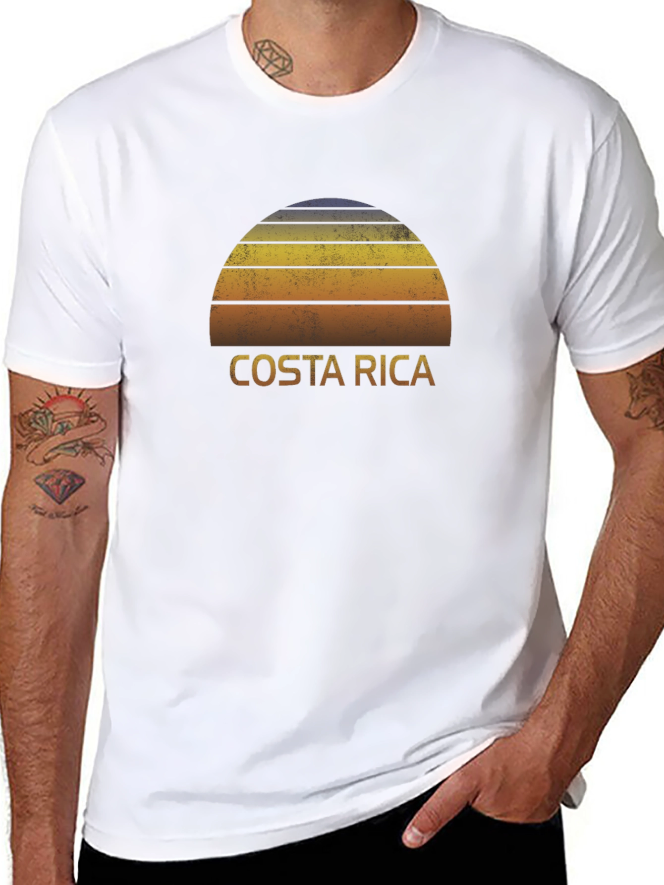 Costa Rica Sunset Graphic Tee - Retro Travel Shirt
