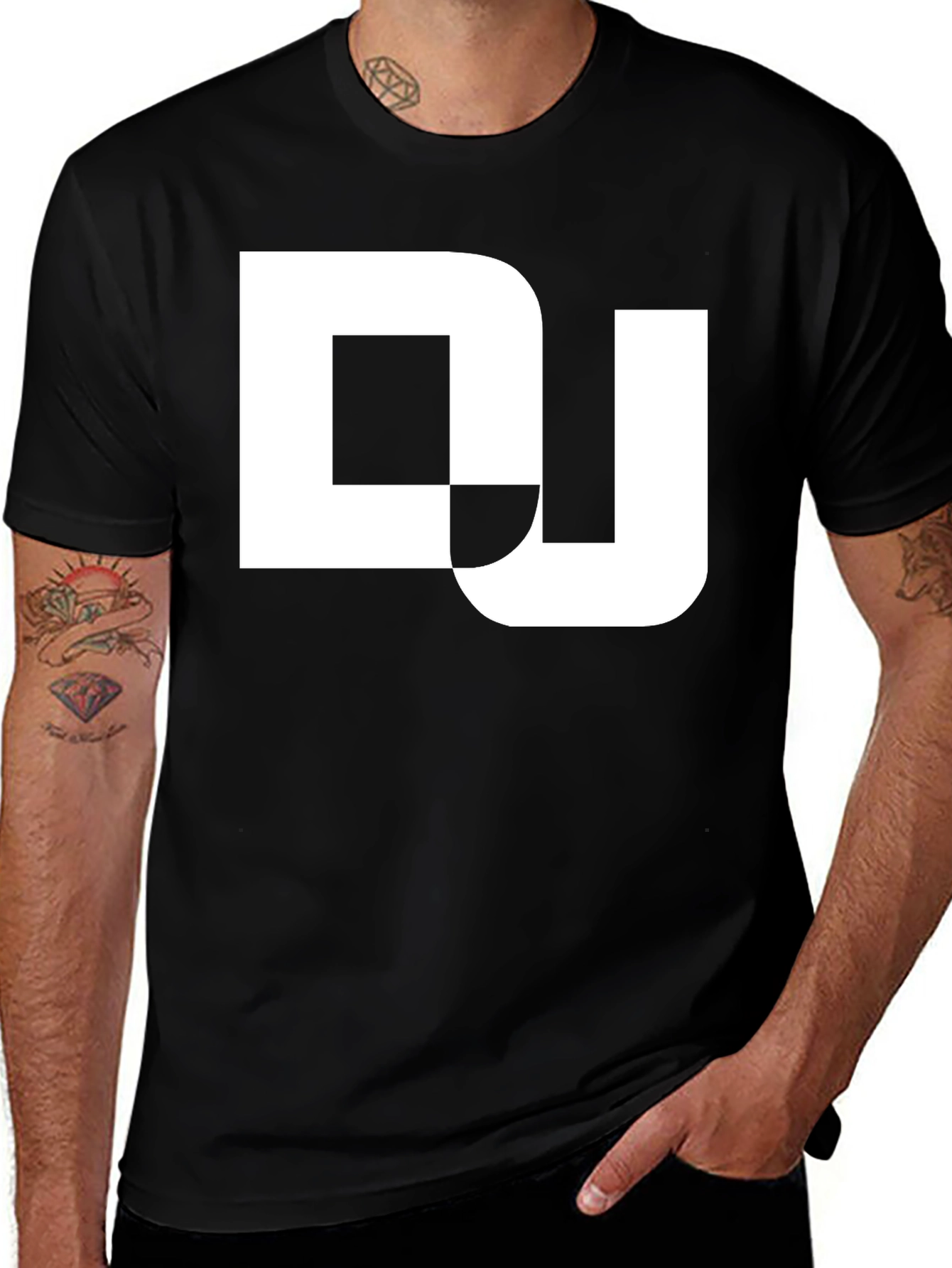 DJ Graphic Tee - Black Cotton Blend T-Shirt