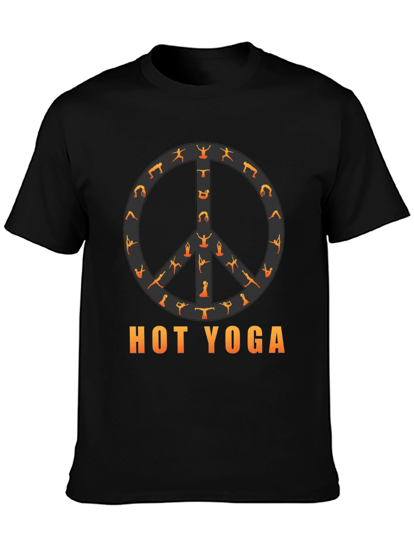 Hot Yoga Peace Sign Tee - Black Cotton T-Shirt