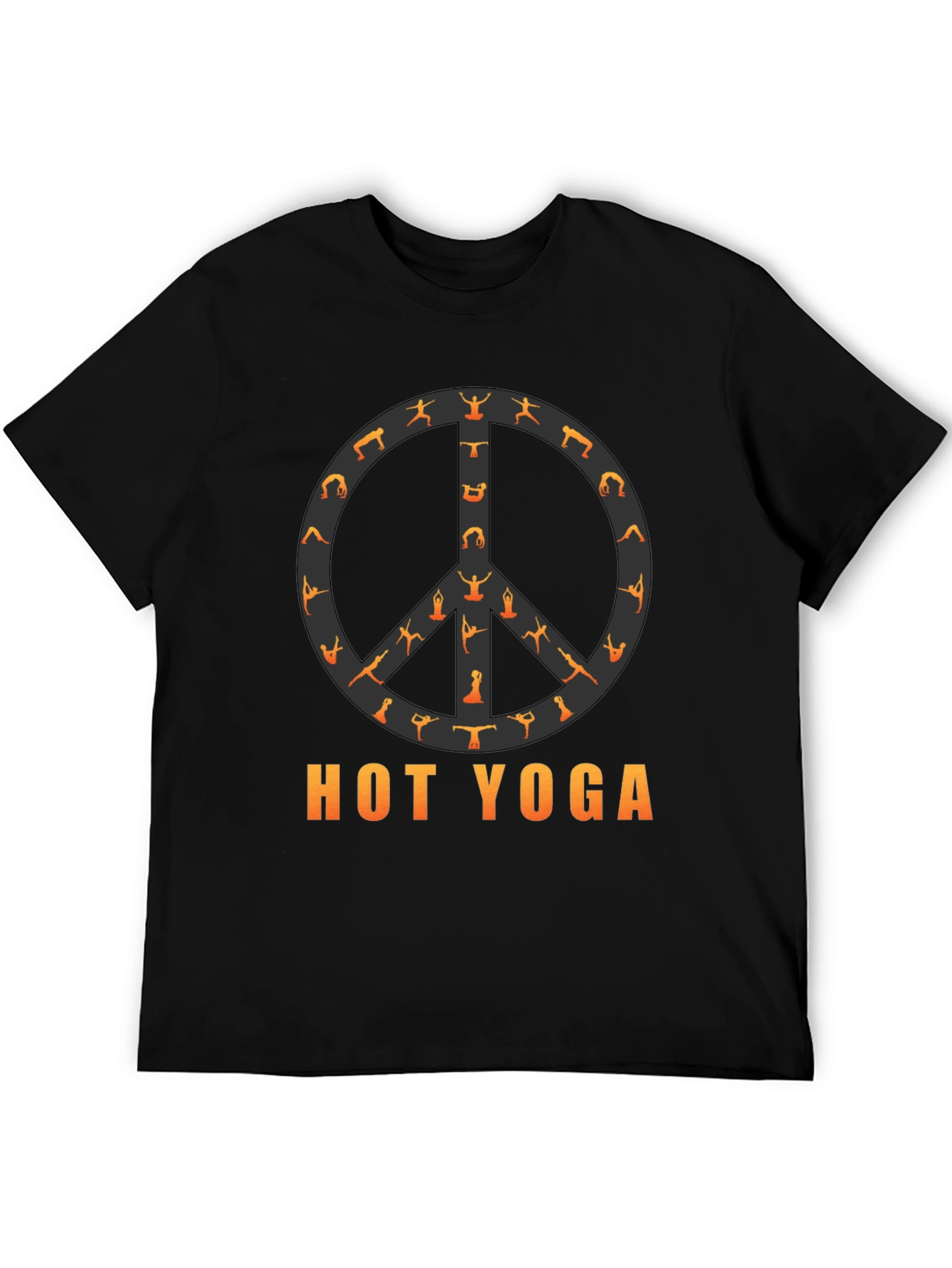 Hot Yoga Peace Sign Tee - Black Cotton T-Shirt