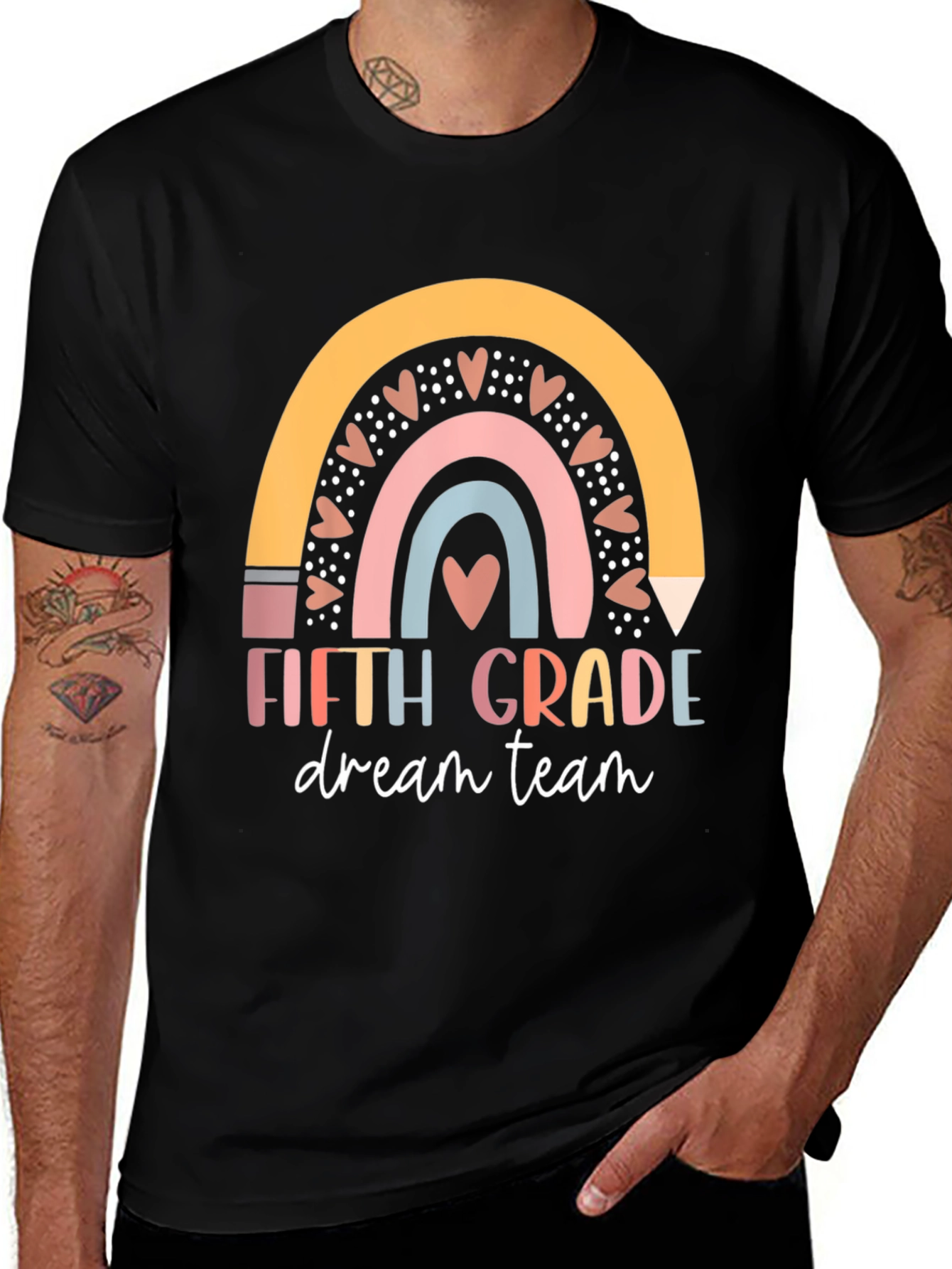 Fifth Grade Dream Team Teacher Rainbow Shirt