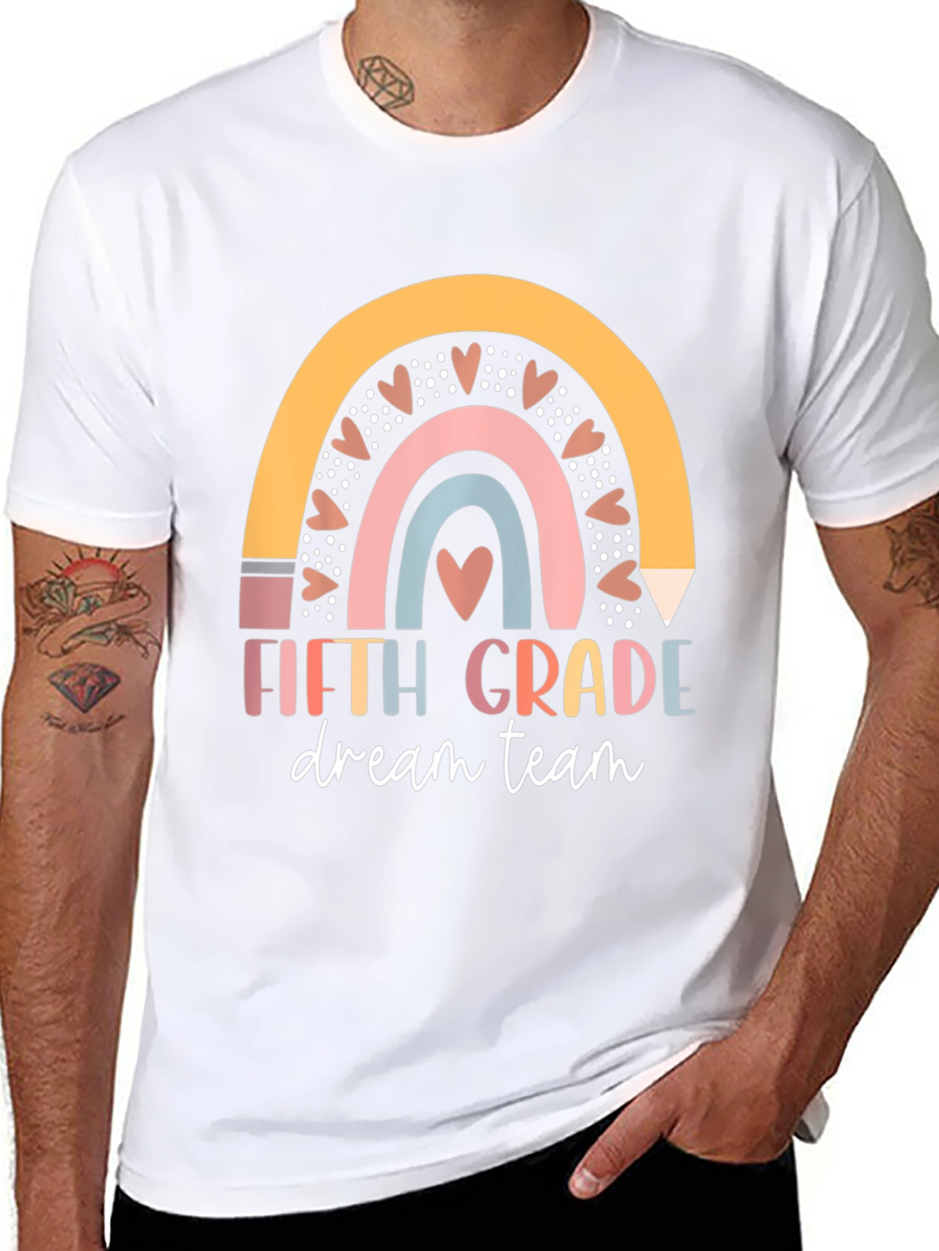 Fifth Grade Dream Team Teacher Rainbow Shirt