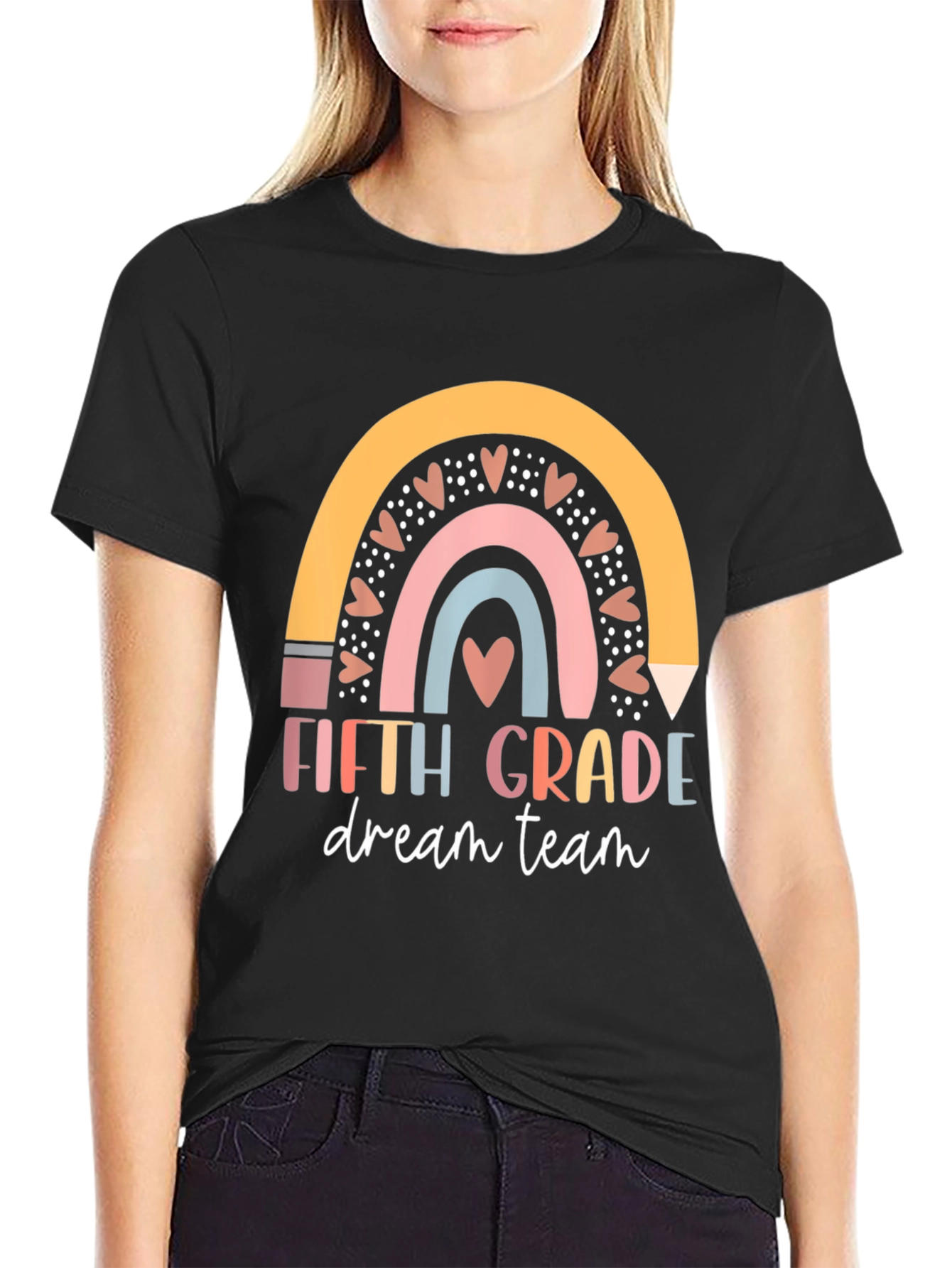 Fifth Grade Dream Team Teacher Rainbow Shirt