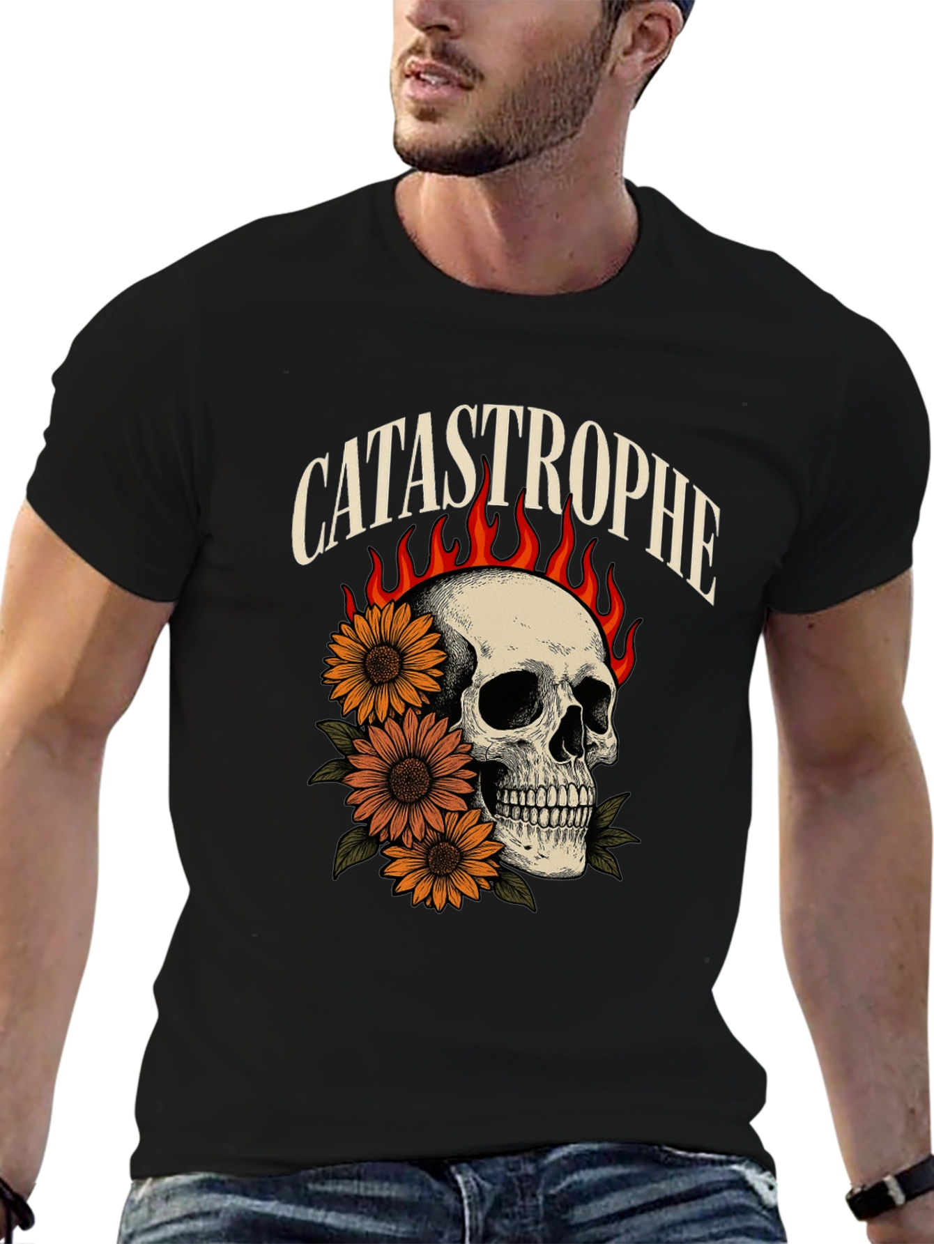 Catastrophe Skull & Sunflower Graphic Tee