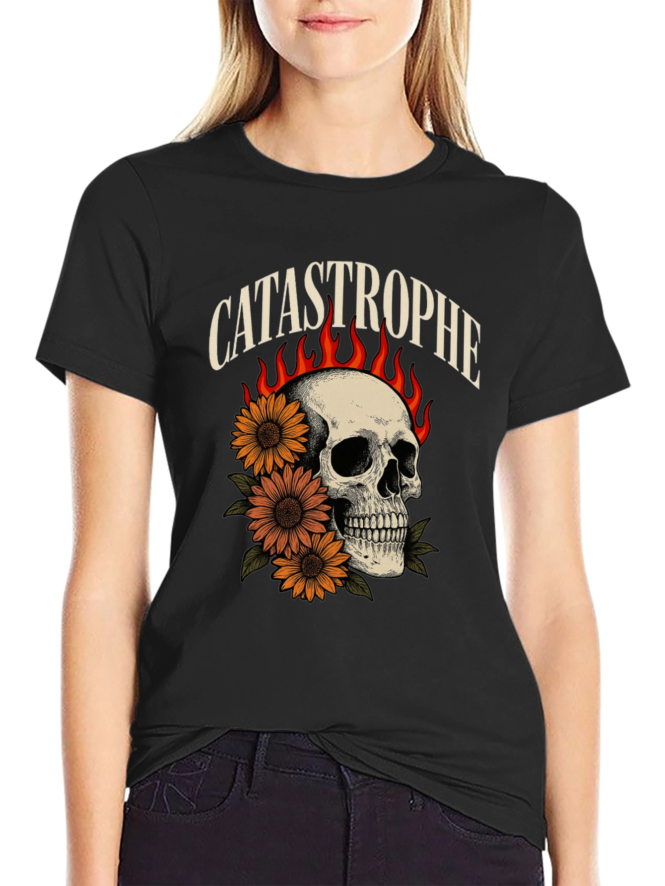 Catastrophe Skull & Sunflower Graphic Tee
