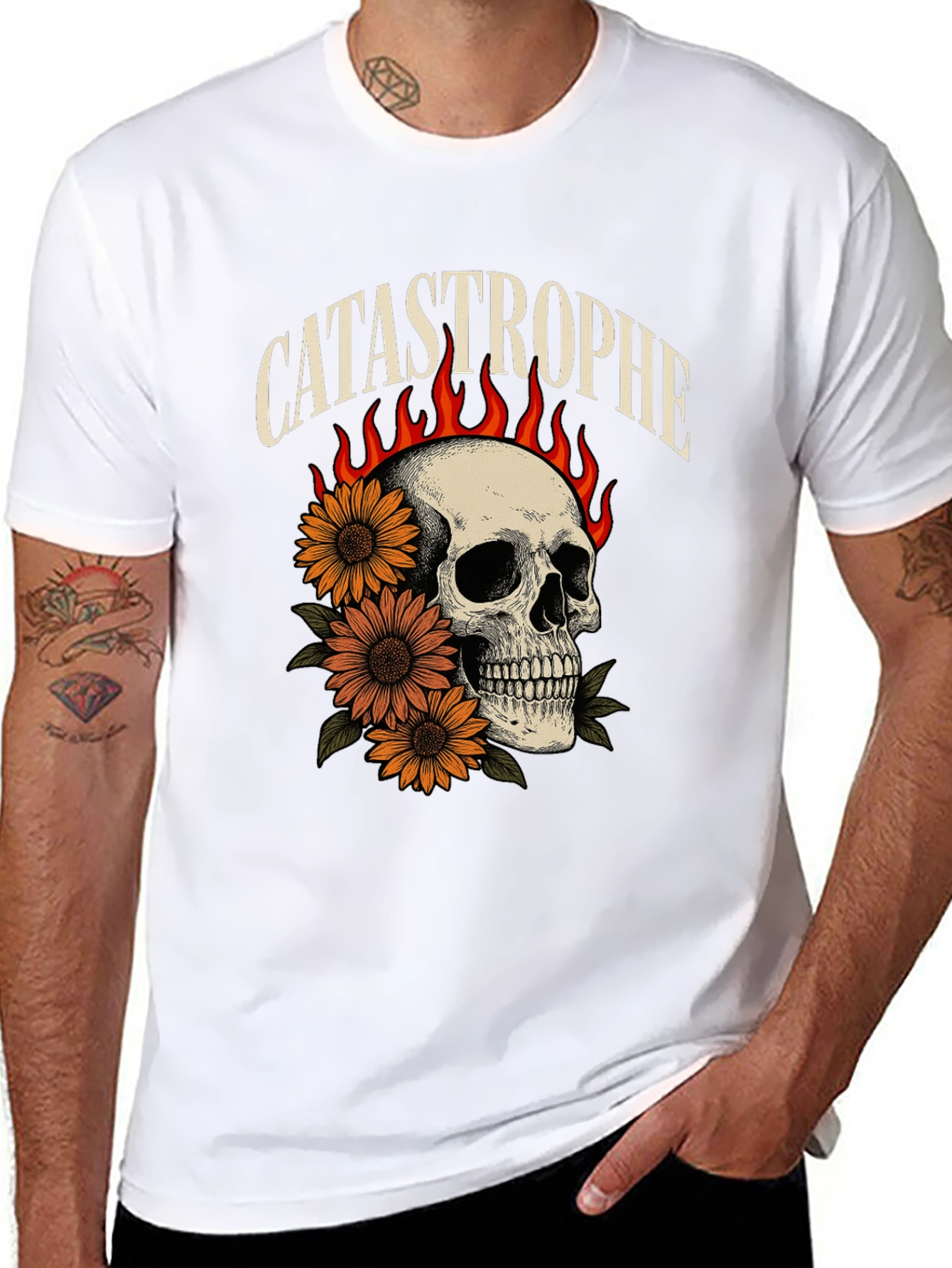 Catastrophe Skull & Sunflower Graphic Tee
