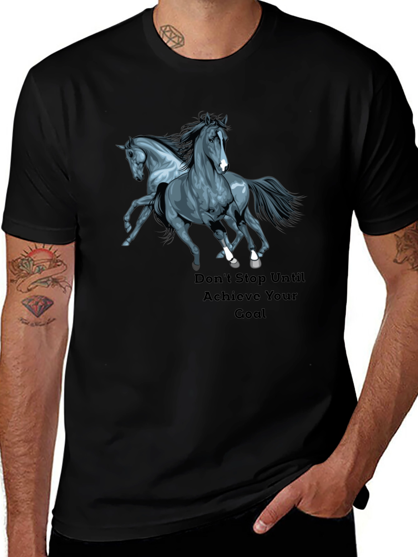 Horse Graphic Black T-Shirt: Achieve Your Goal