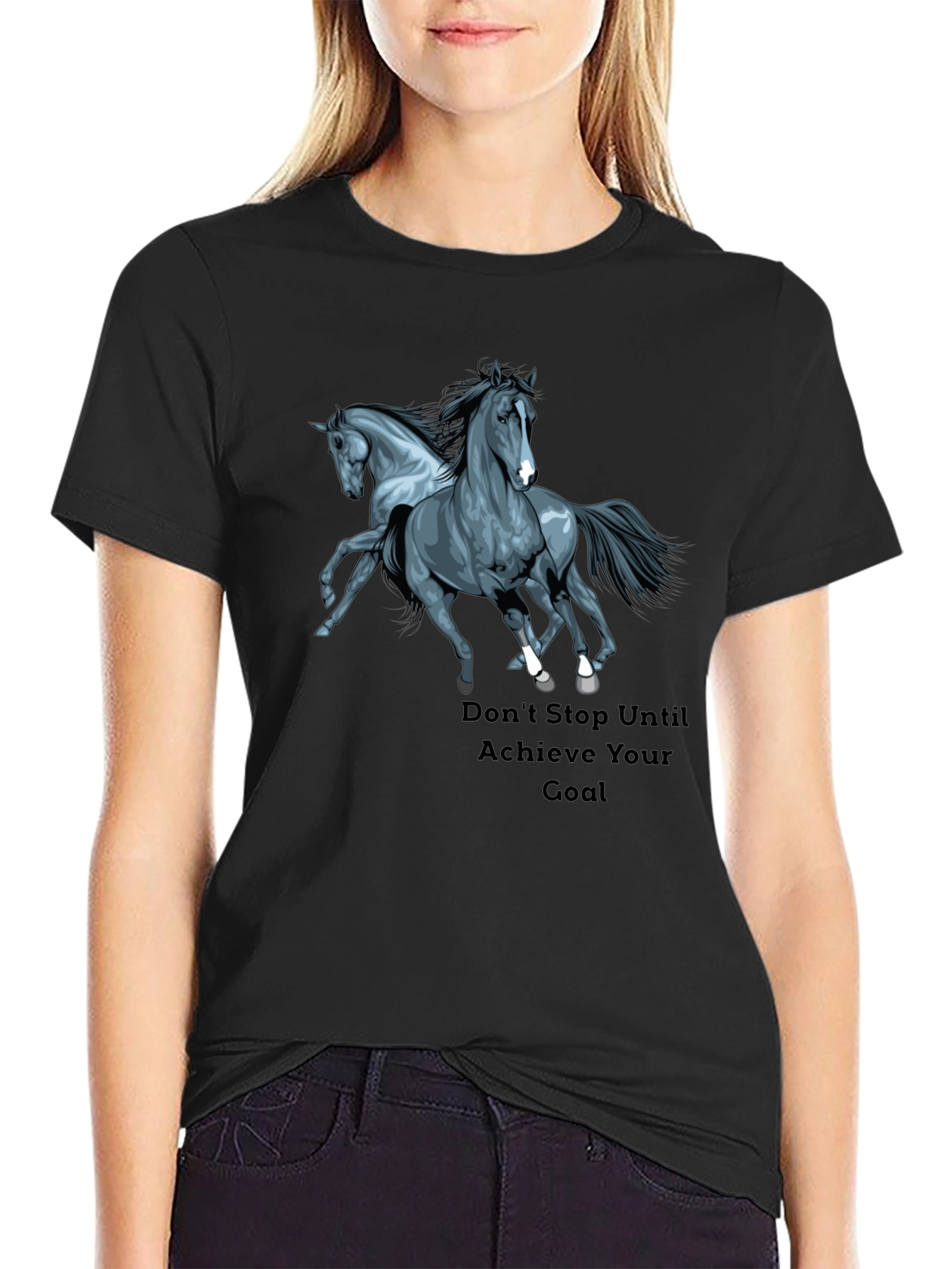 Horse Graphic Black T-Shirt: Achieve Your Goal