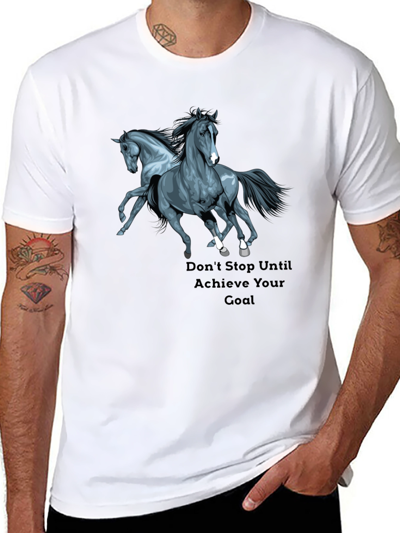 Horse Graphic Black T-Shirt: Achieve Your Goal