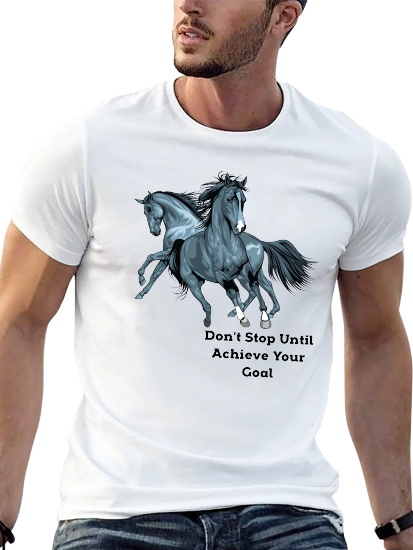 Horse Graphic Black T-Shirt: Achieve Your Goal