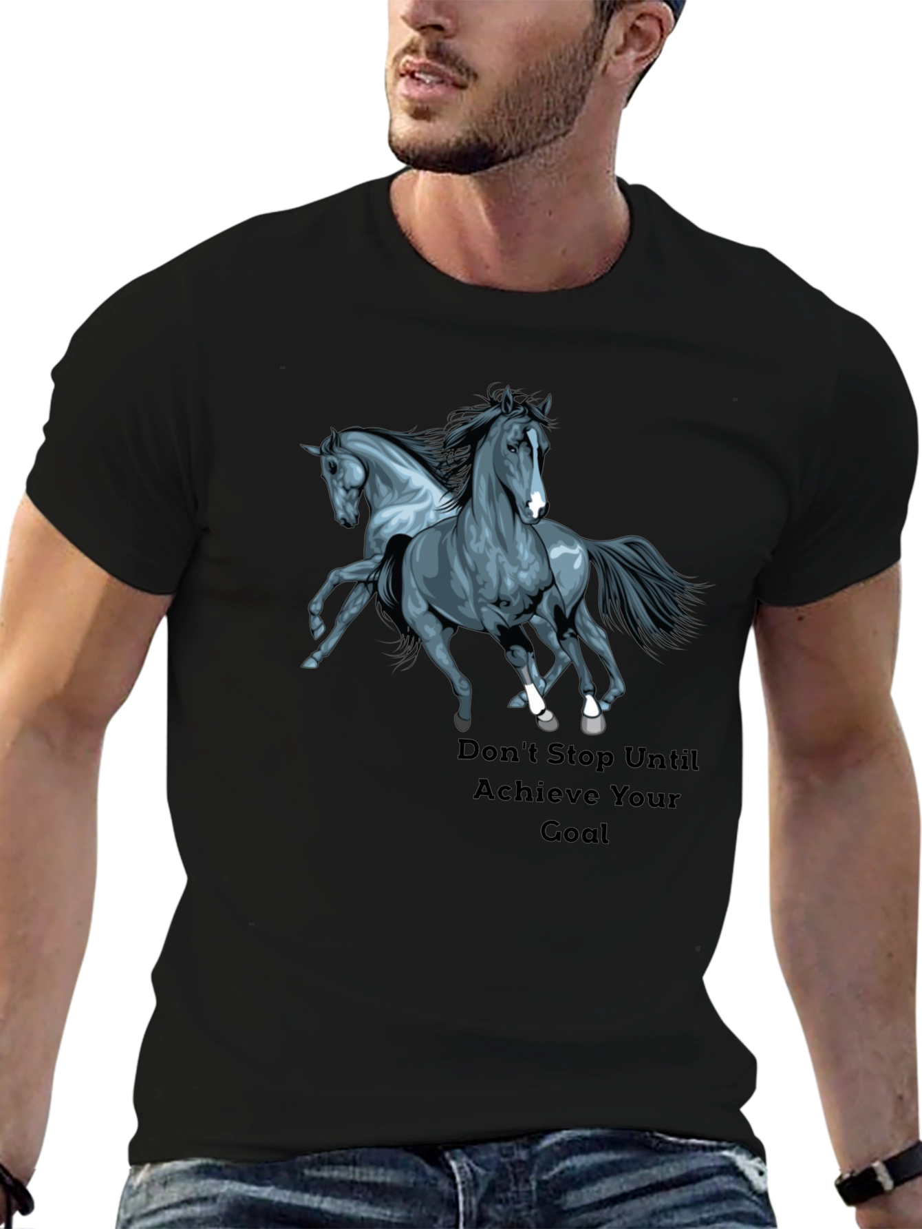 Horse Graphic Black T-Shirt: Achieve Your Goal