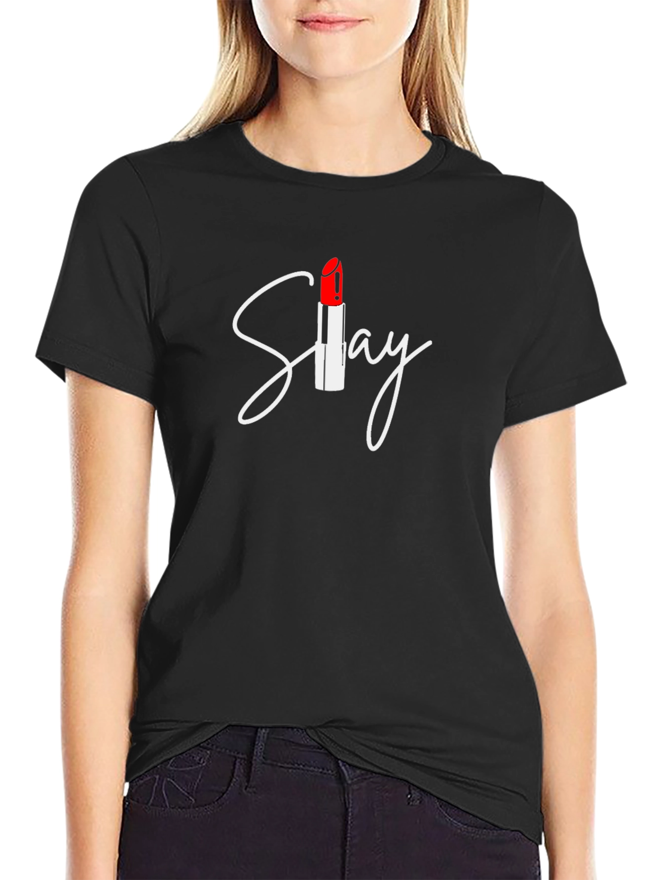 Slay Lipstick Graphic T-Shirt - Black