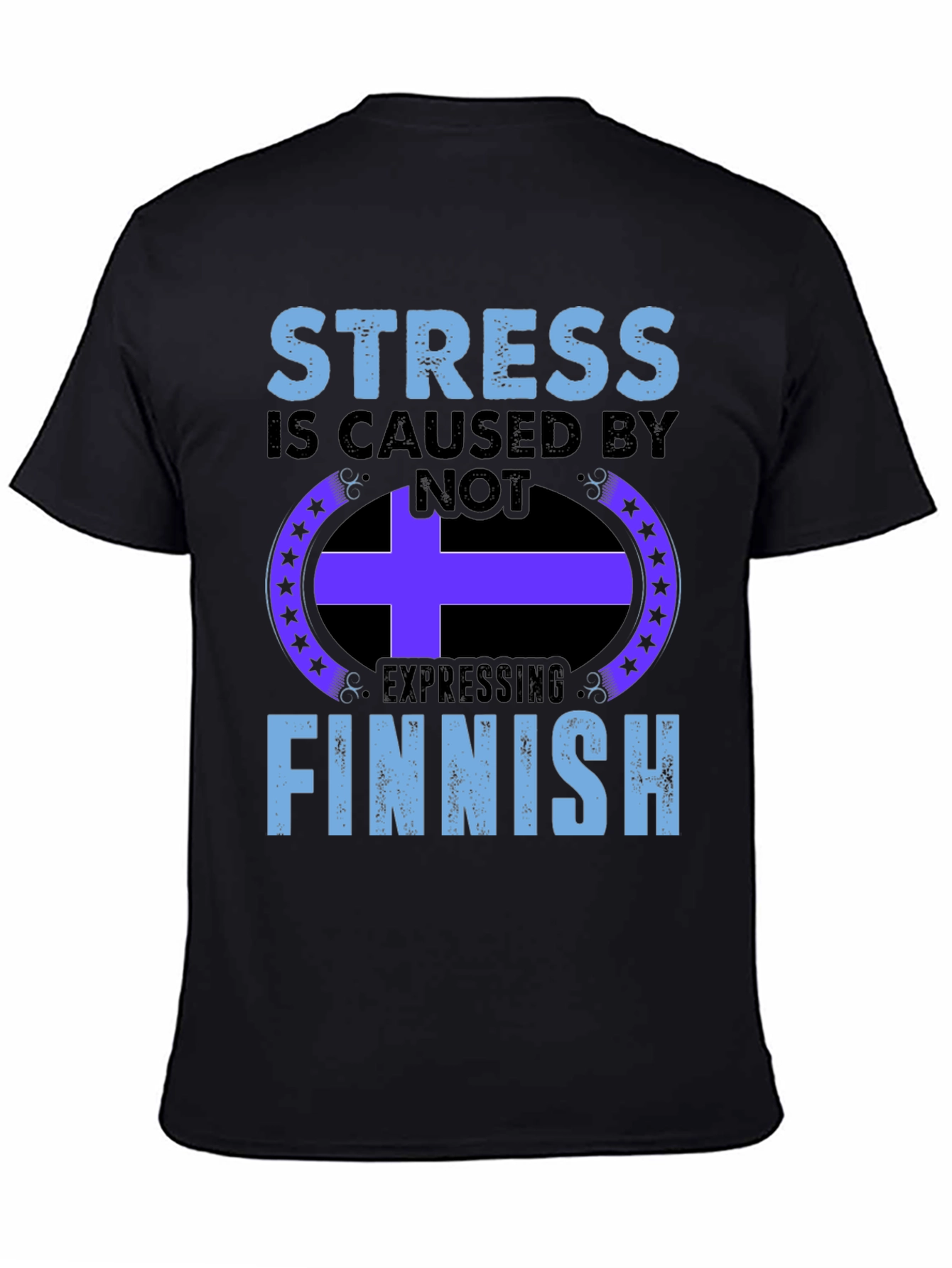 Stress Finnish Expression Black T-Shirt