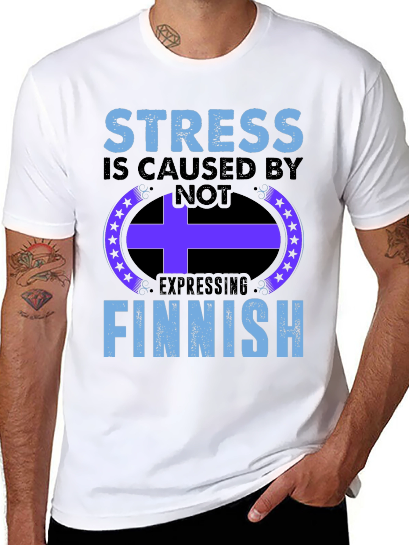 Stress Finnish Expression Black T-Shirt