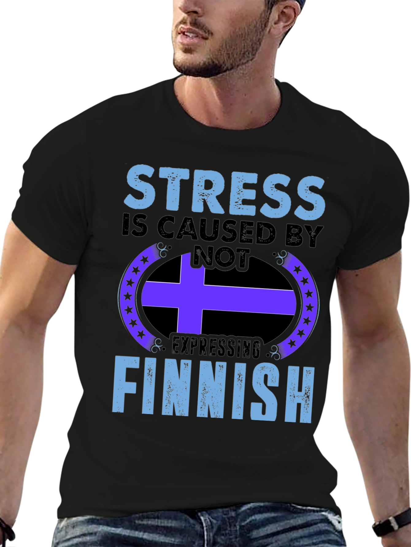 Stress Finnish Expression Black T-Shirt