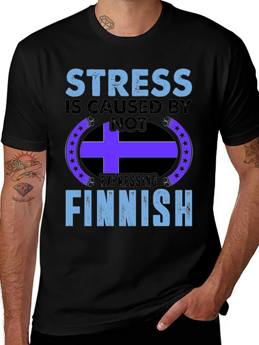 Stress Finnish Expression Black T-Shirt