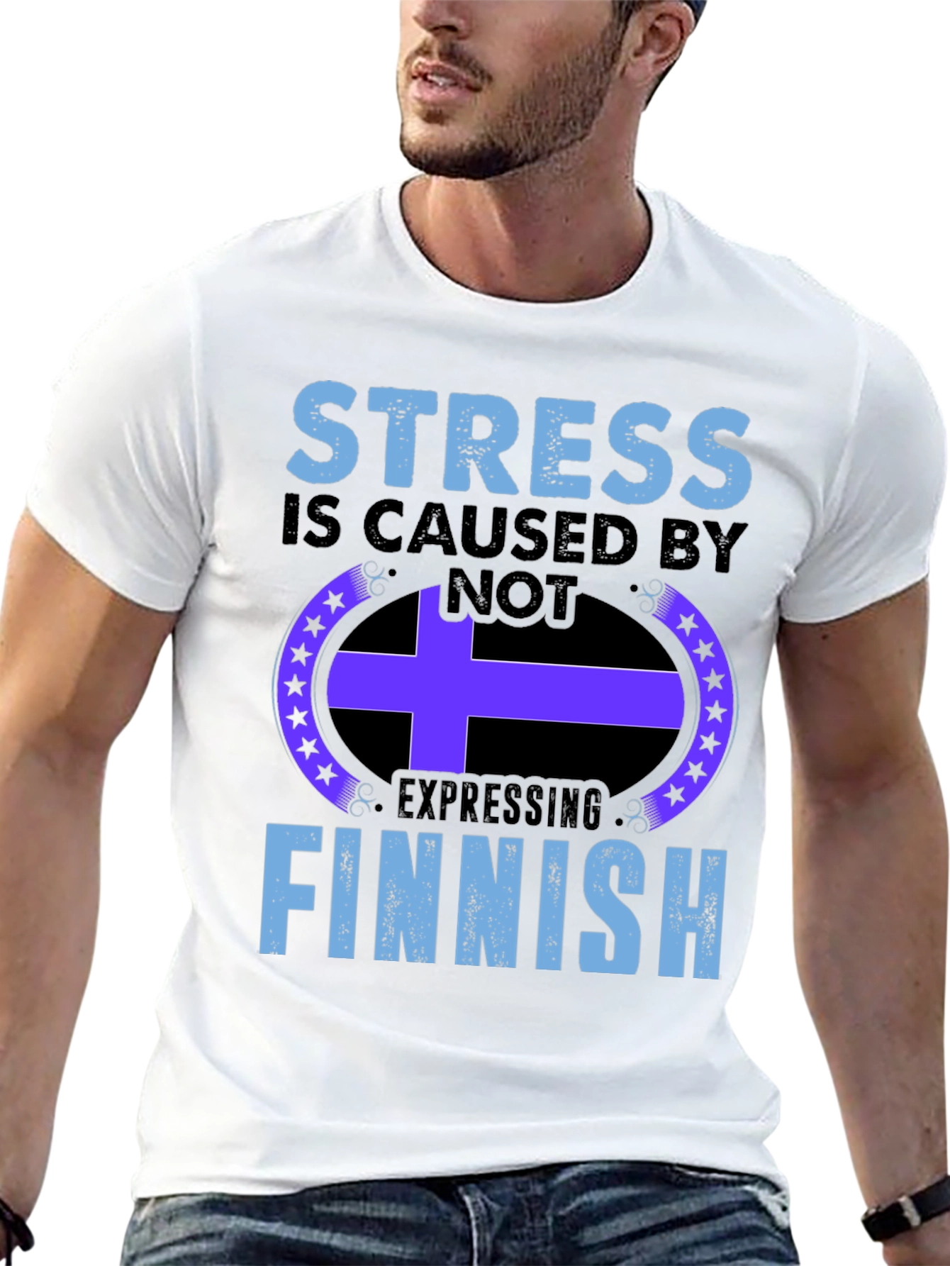 Stress Finnish Expression Black T-Shirt