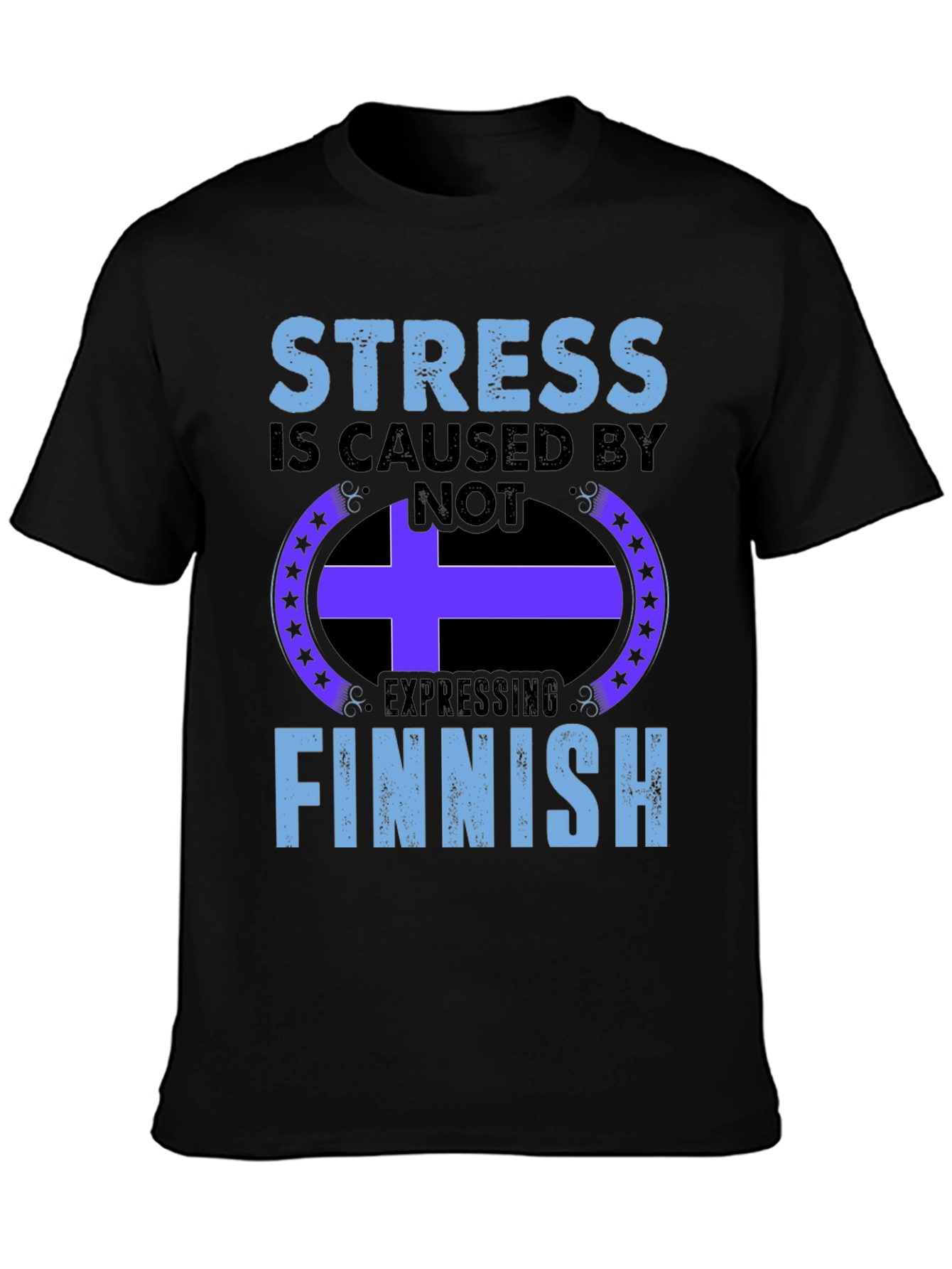 Stress Finnish Expression Black T-Shirt