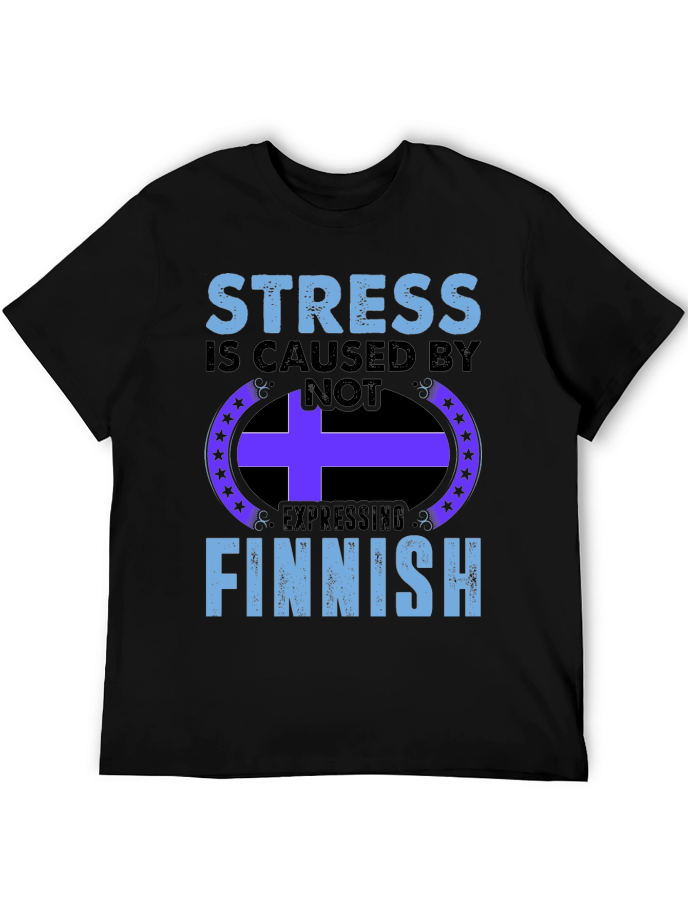 Stress Finnish Expression Black T-Shirt