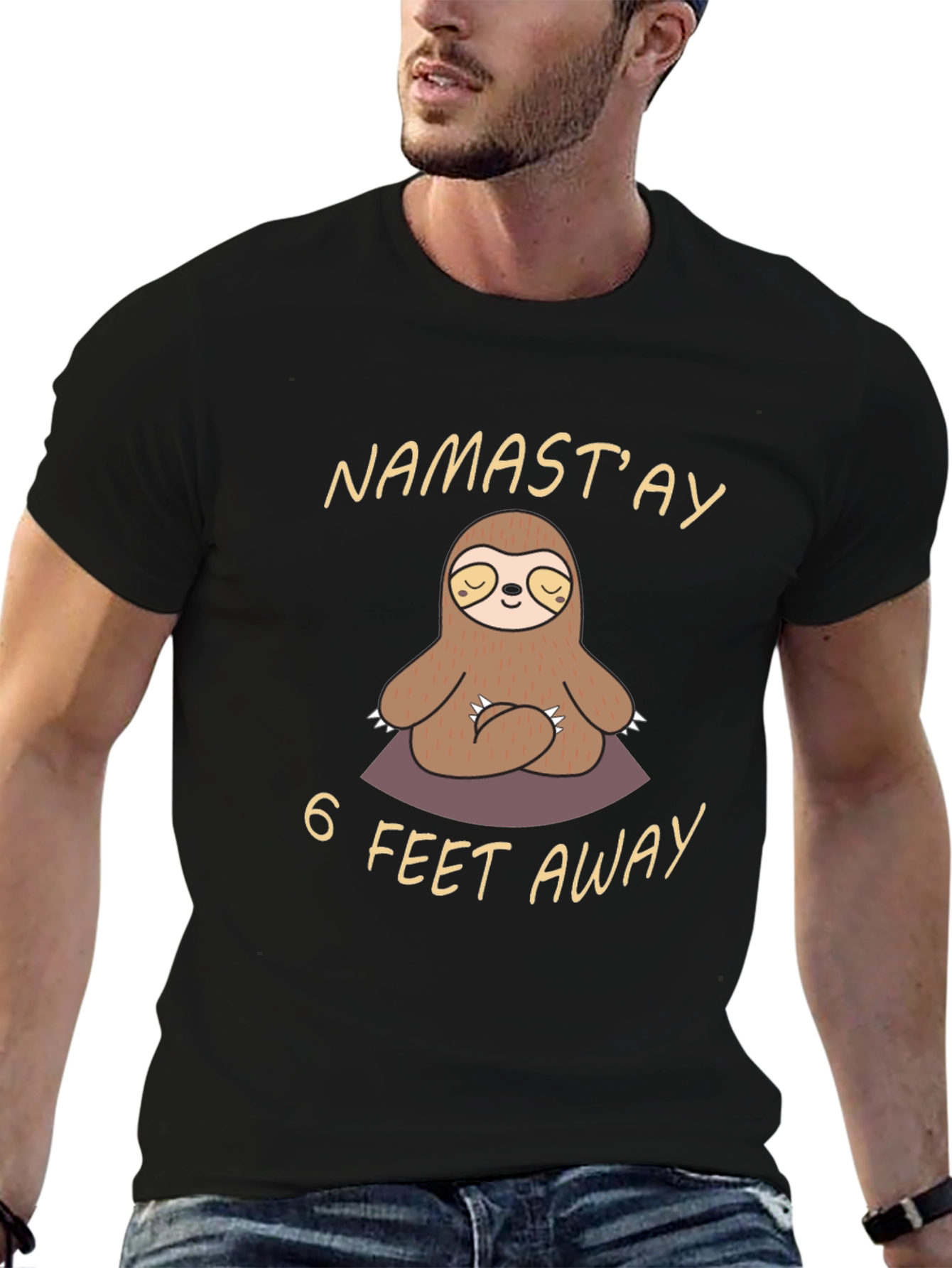 Namastay 6 Feet Away Sloth T-Shirt