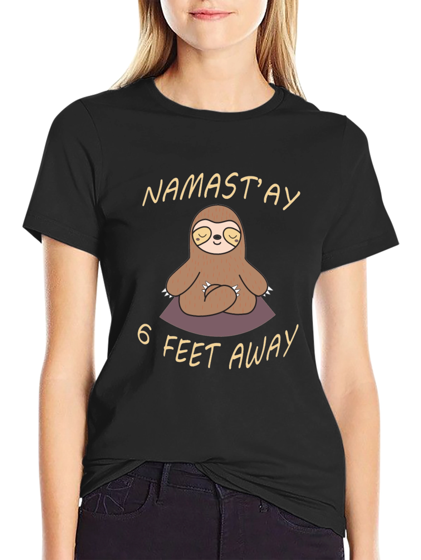 Namastay 6 Feet Away Sloth T-Shirt