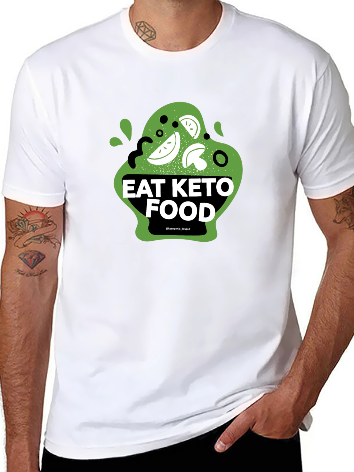 Eat Keto Food Graphic Tee - Black Cotton T-Shirt