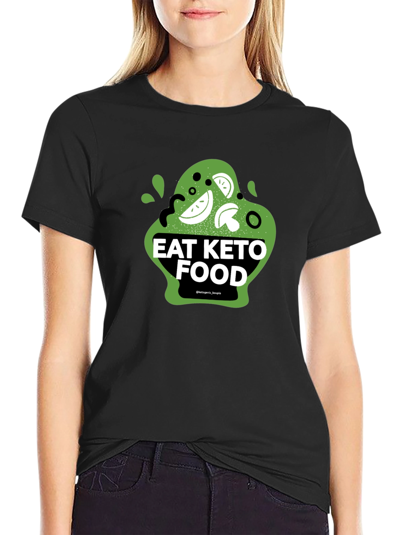 Eat Keto Food Graphic Tee - Black Cotton T-Shirt