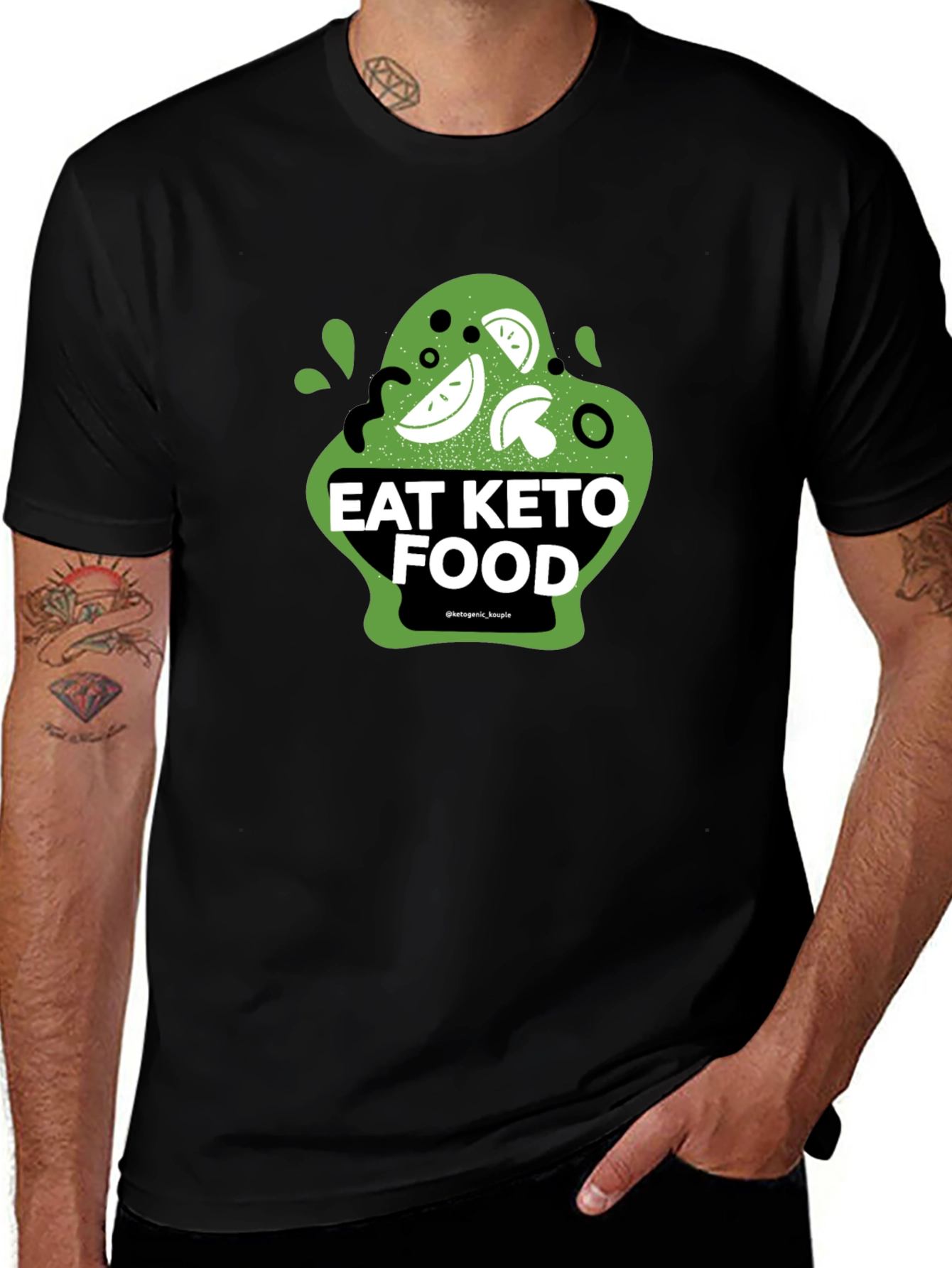Eat Keto Food Graphic Tee - Black Cotton T-Shirt