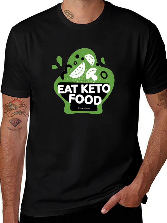 Eat Keto Food Graphic Tee - Black Cotton T-Shirt
