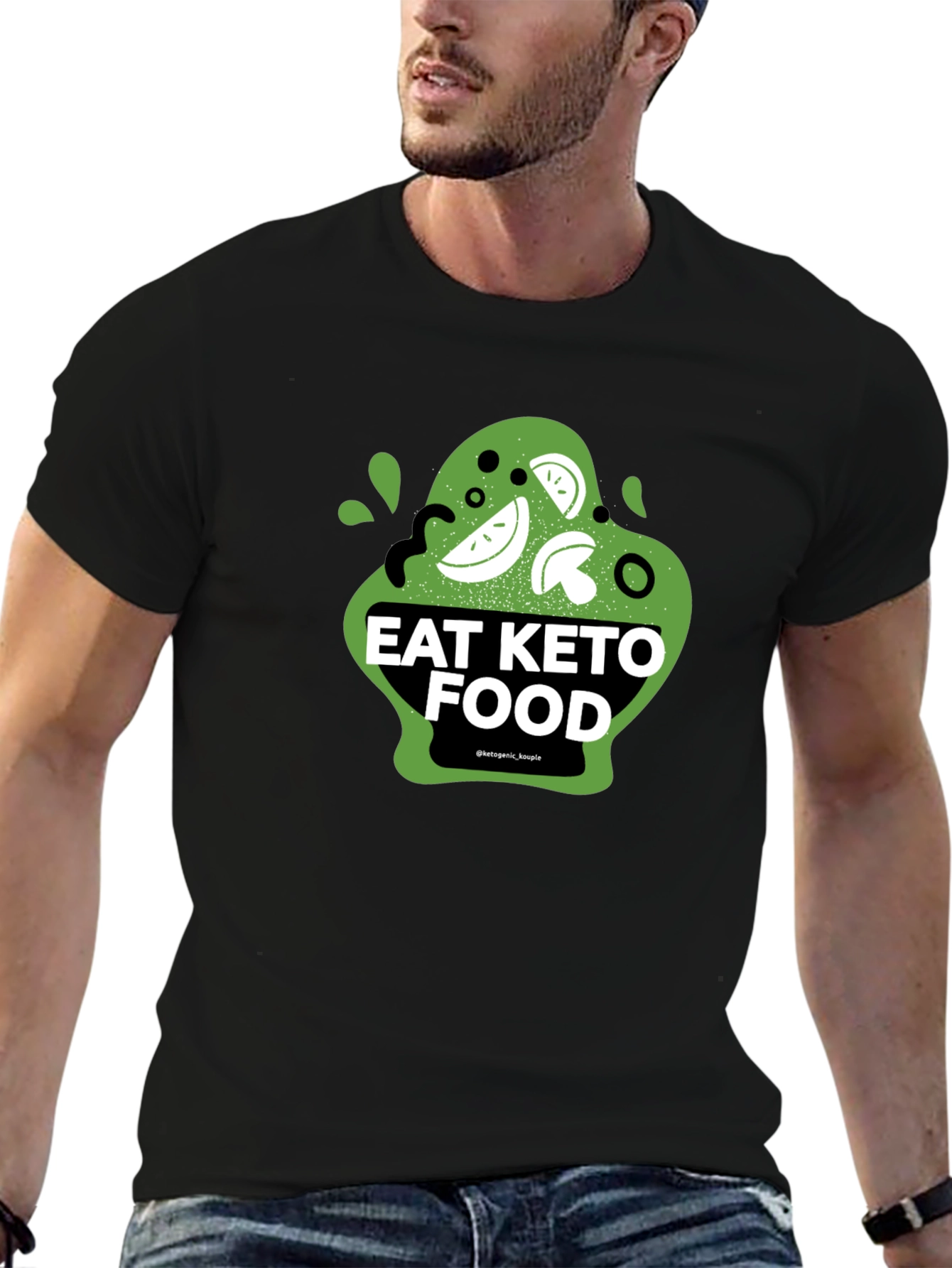 Eat Keto Food Graphic Tee - Black Cotton T-Shirt