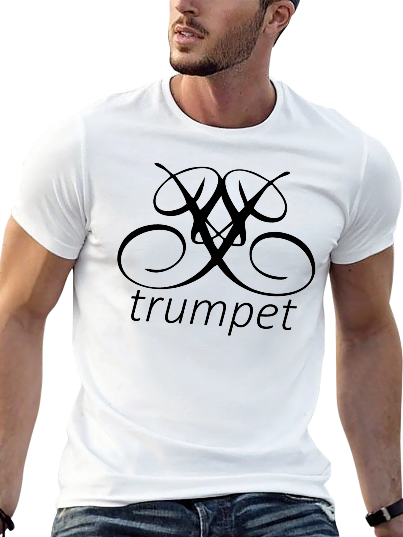 Trumpet Graphic Tee - Soft Black Cotton T-Shirt