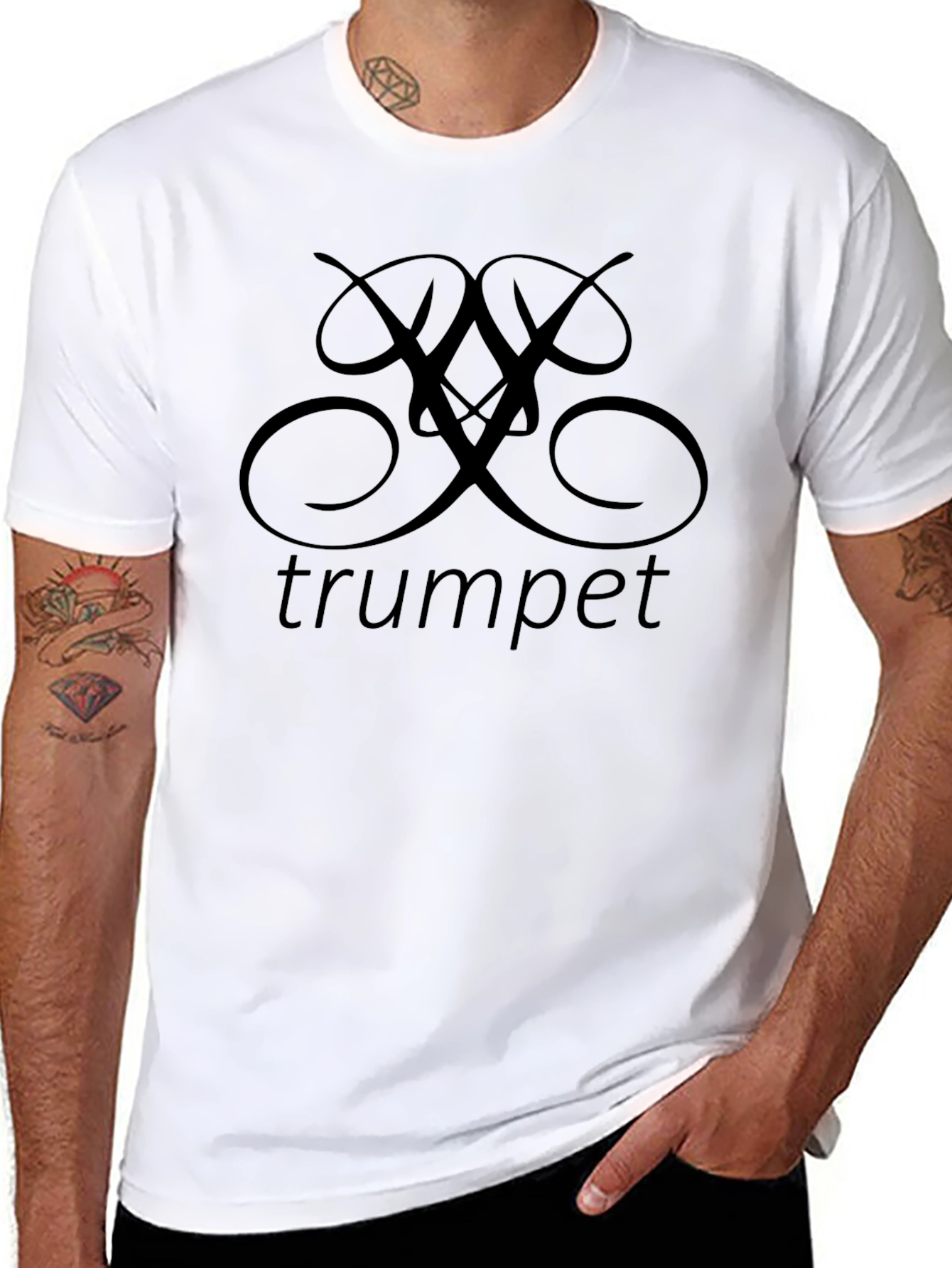 Trumpet Graphic Tee - Soft Black Cotton T-Shirt