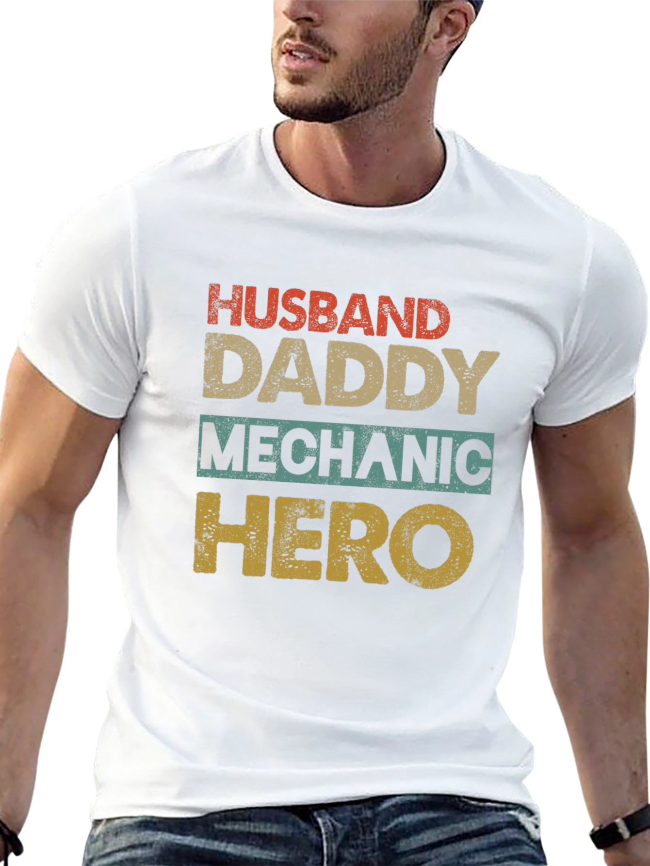 Husband Daddy Mechanic Hero Mens T-Shirt